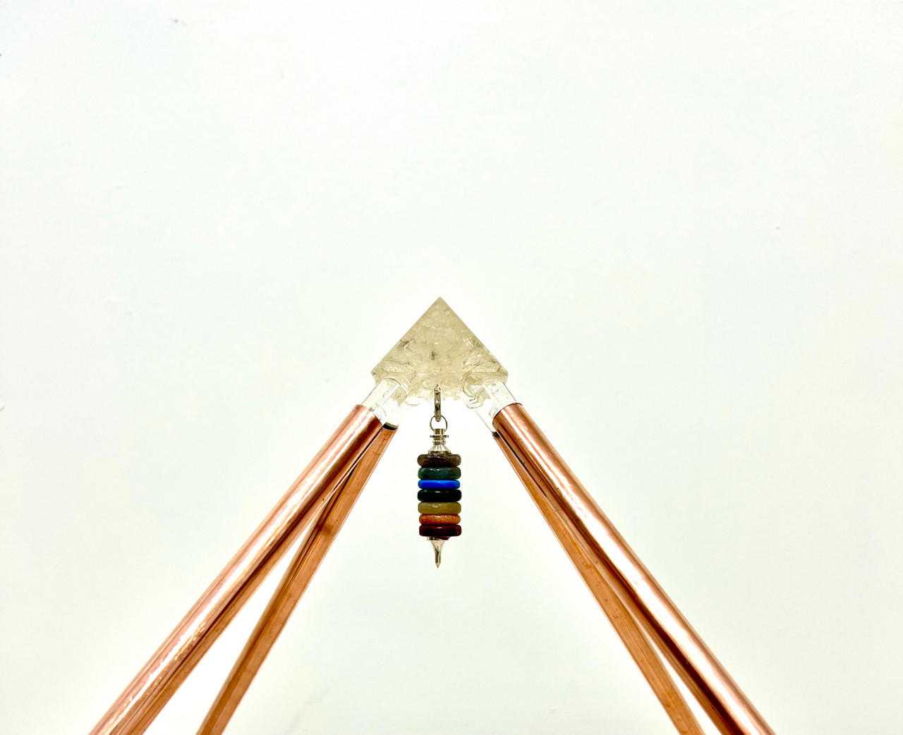 Copper Pyramid 18" with Crystal Quartz Orgone Connectors