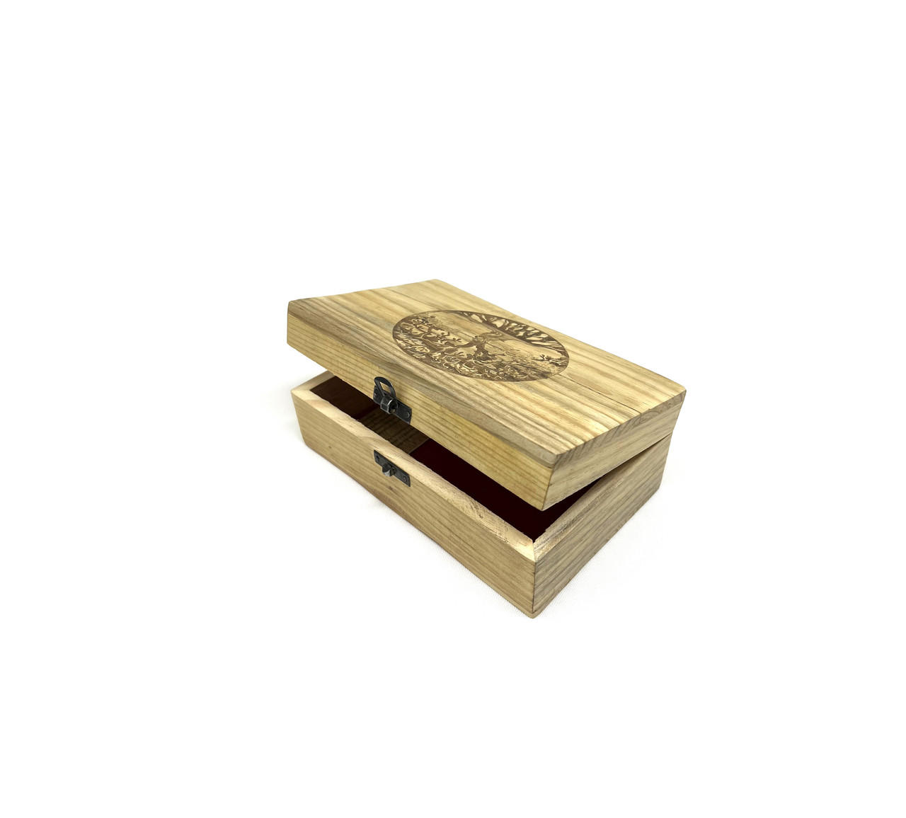 Wooden Handicraft Storage Box 5" x 8" Tree of Life, Pine Wood