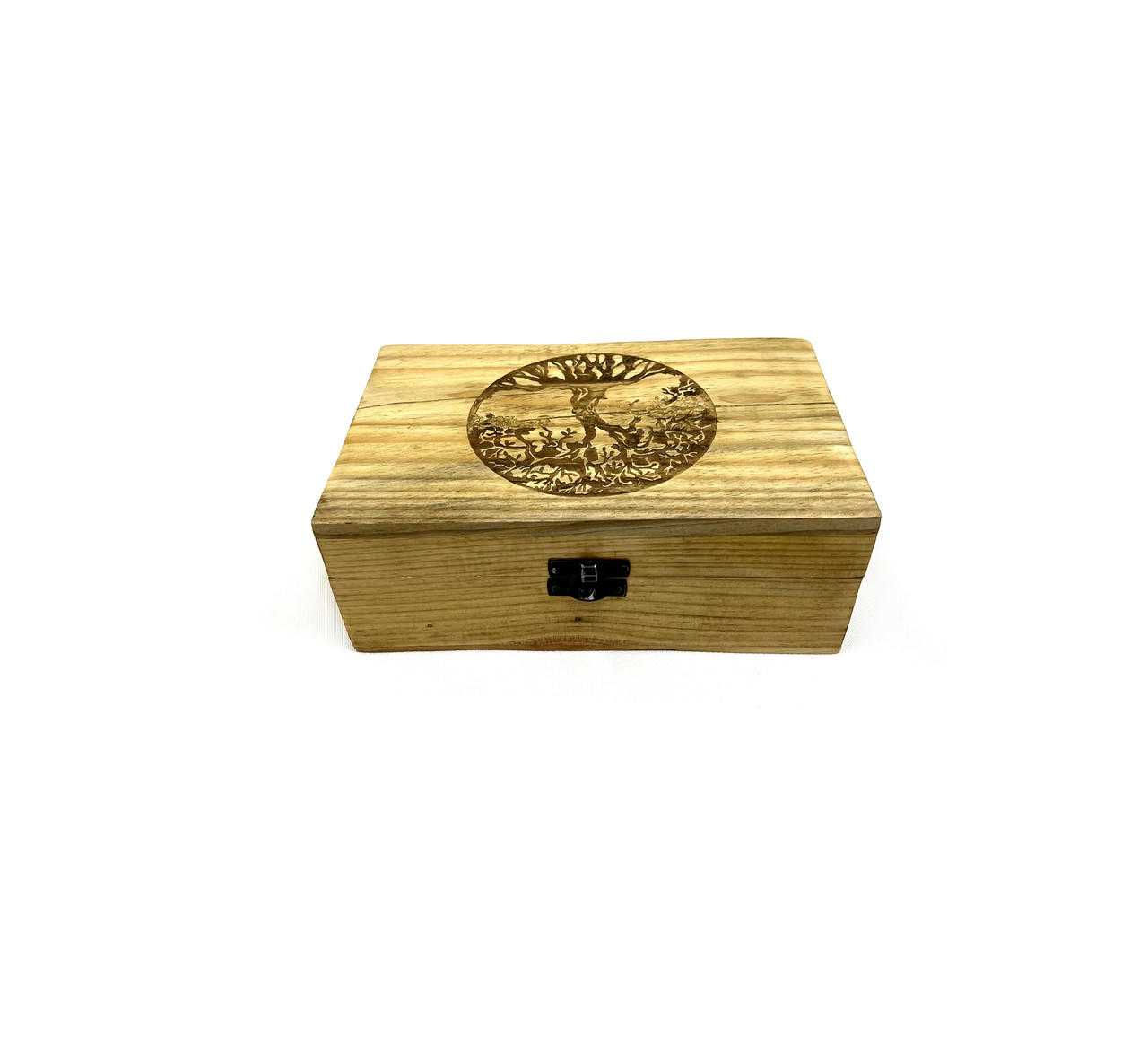 Wooden Handicraft Storage Box 5" x 8" Tree of Life, Pine Wood Vrinda ® Hand Crafted Boxes VD Importers Inc.