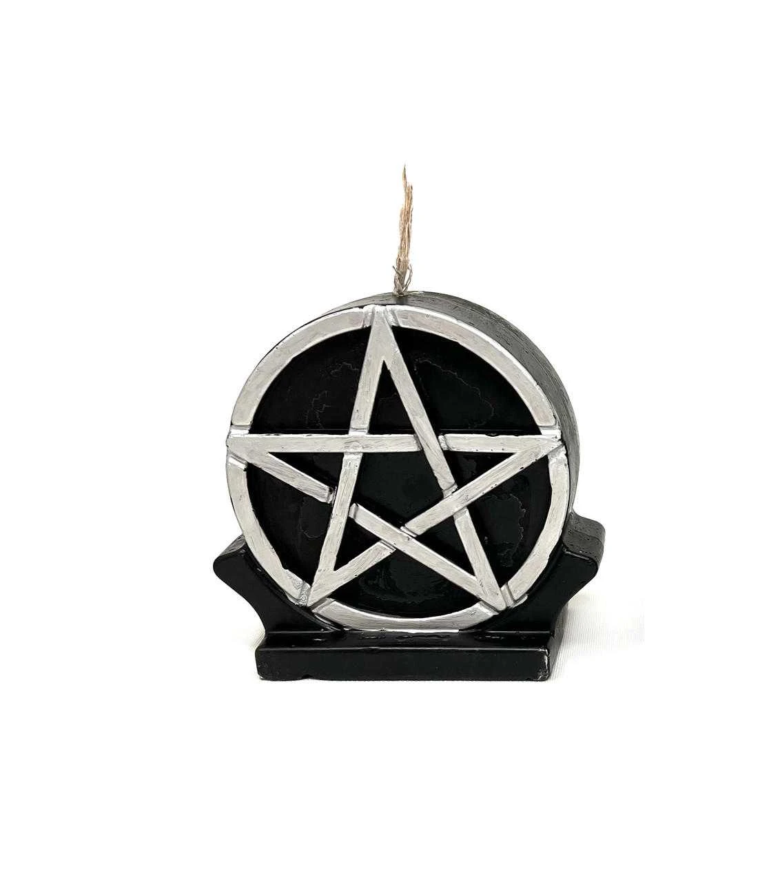 Candle Pentacle Black Silver (5"approx) 