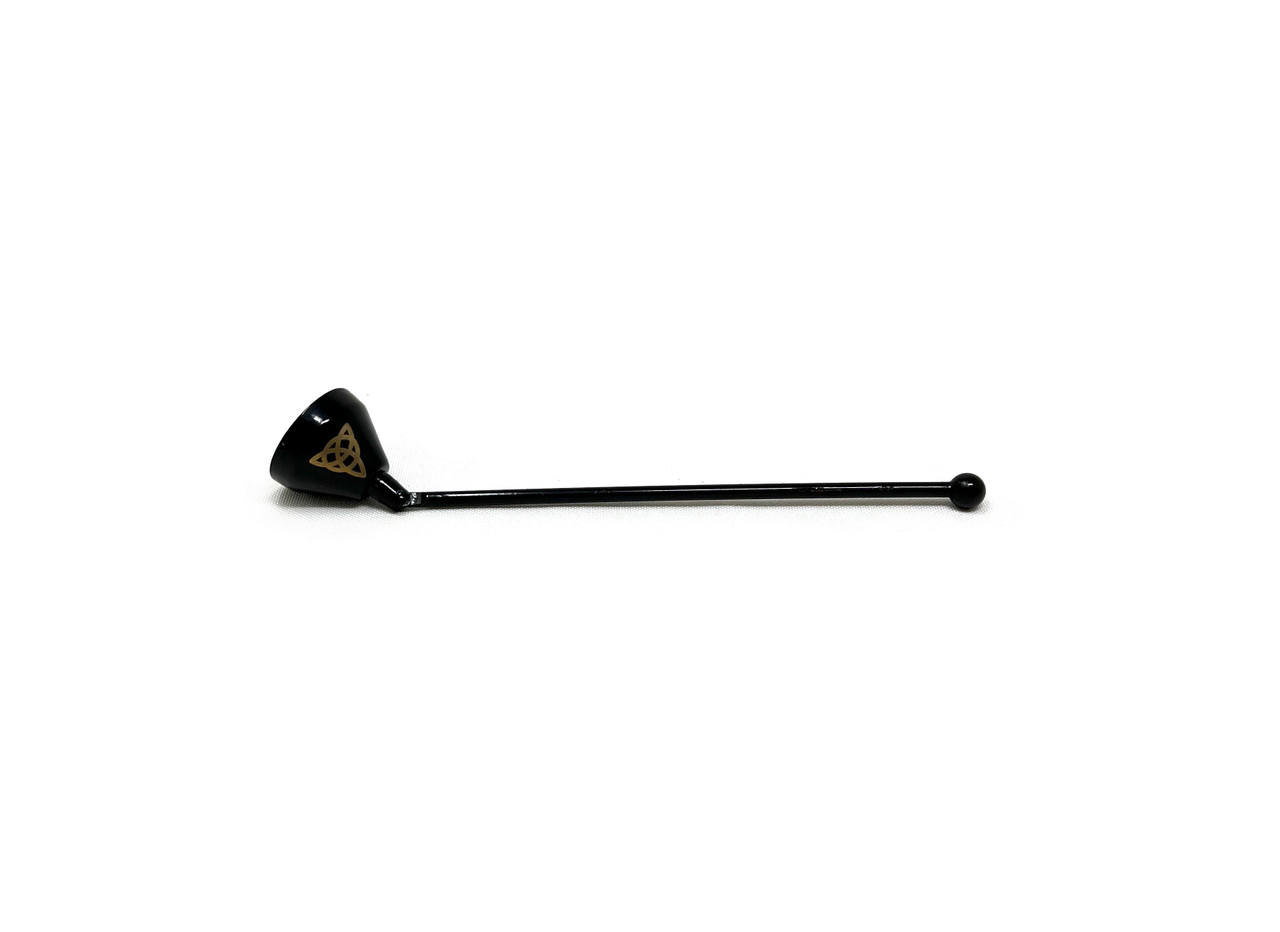 Vrinda Iron Candle Snuffer, Triquetra, approx. 9"