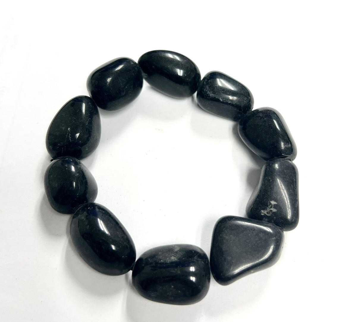 Black Agate tumbled stone bracelet