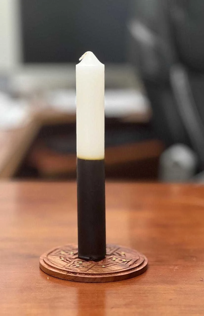 9" Double action White Black Candles (Pack of 12) Reversible