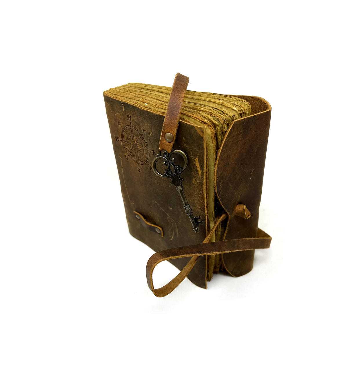 Paper Journal Deckle Paper Soft Compass Key, approx. 8"x6"