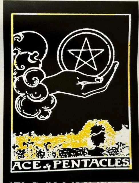 The Ace of Pentacles (hand) Altar Tarot cloth (30"X40")