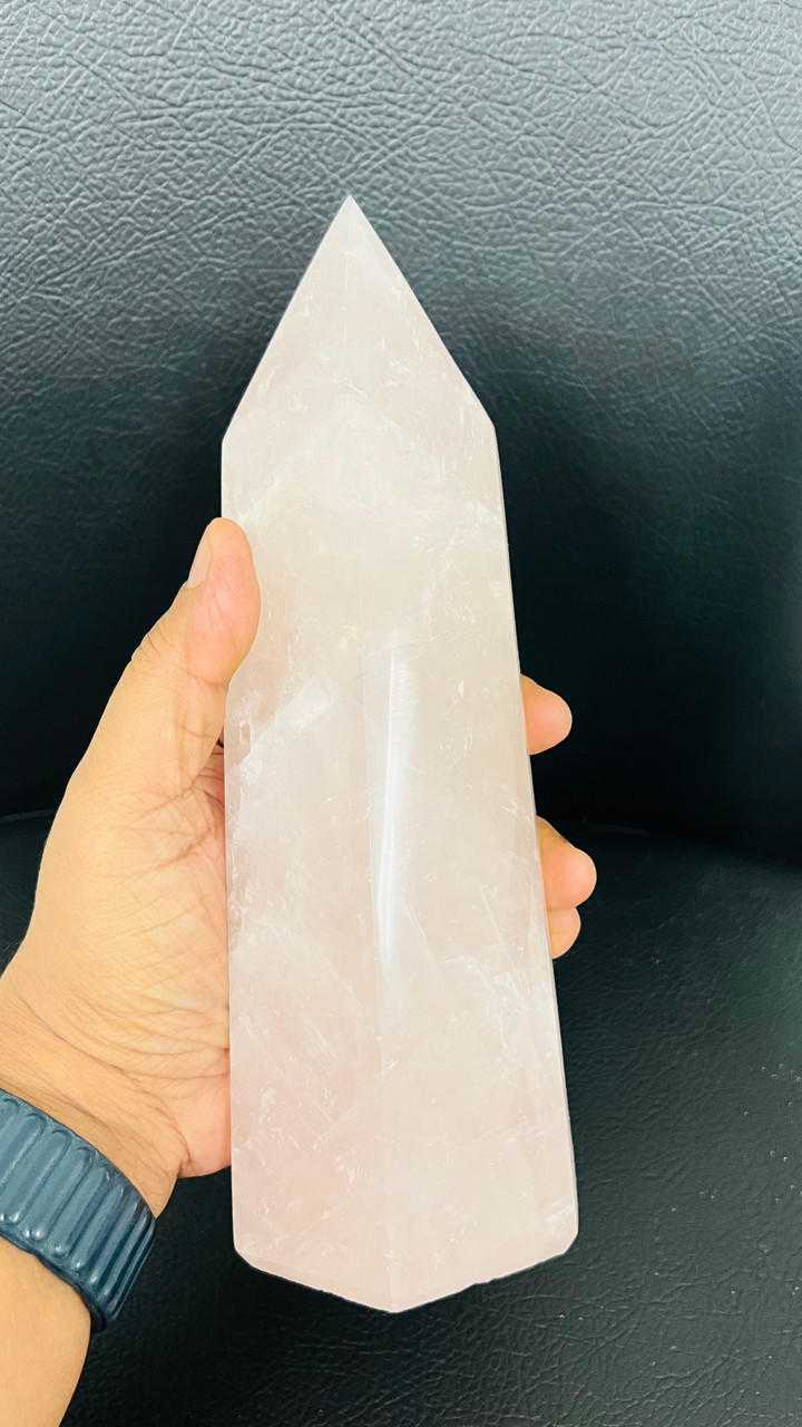 Rose Quartz Obelisk tower 8" approx