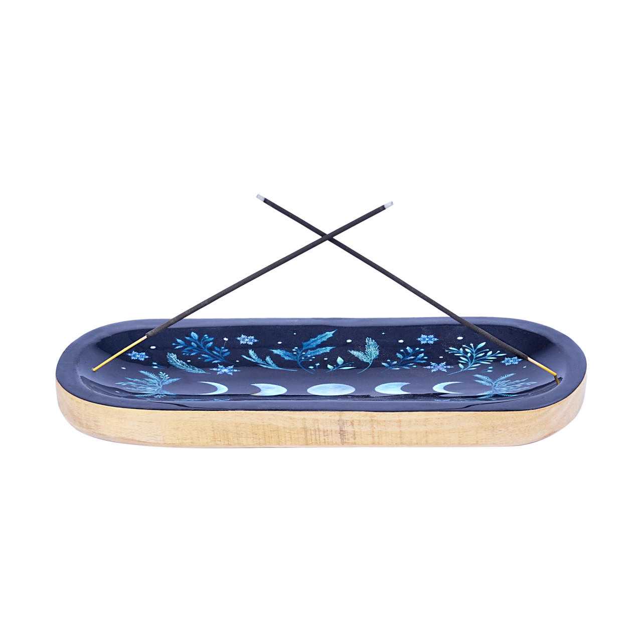 Wood boat shape incense holder (Color), Phases of Moon 11" New Arrivals VD Importers Inc.