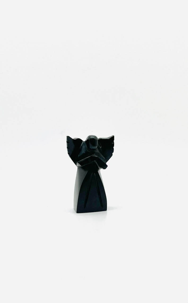 Praying Angel Black Agate 2.5"approx