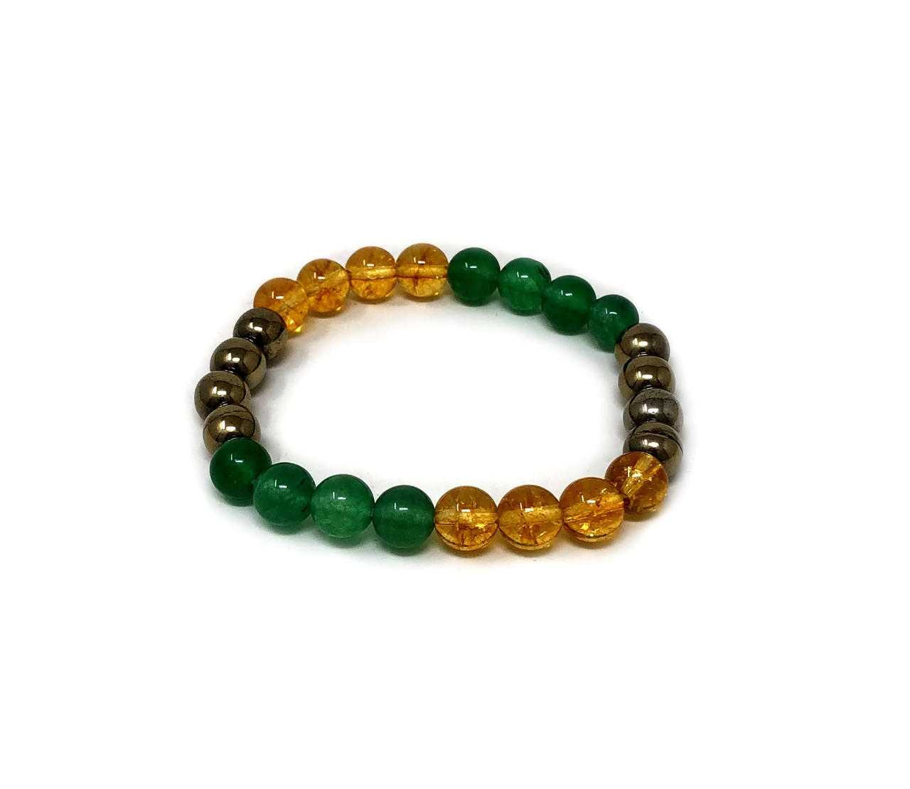 Pyrite+Citrine+Green Aventurine Bracelet 8mm (8.5' XLsize) #130 New Arrivals VD Importers Inc.