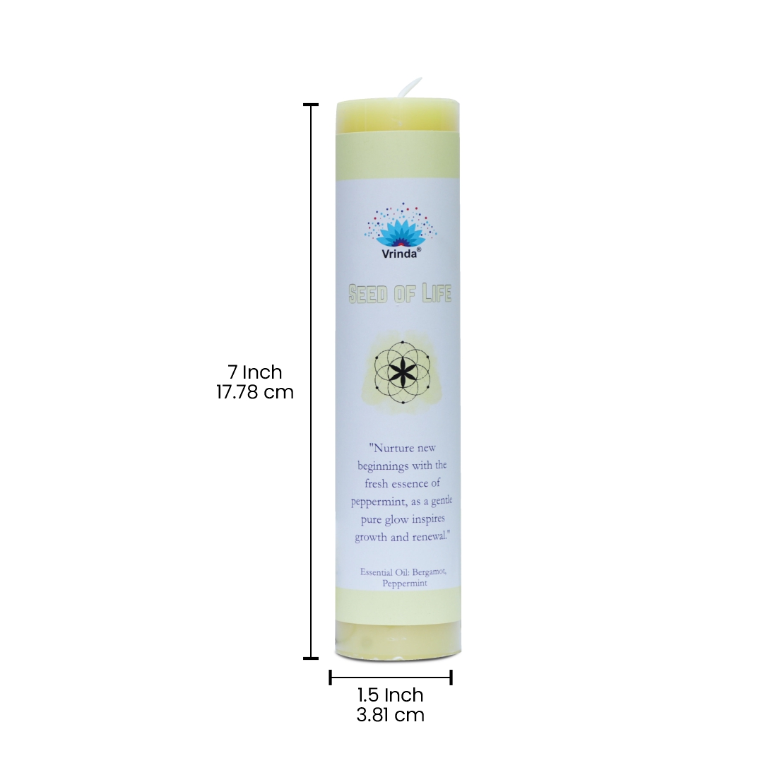 Manifestation Pillar Candle Seed of life 7"x1.5" New Arrivals VD Importers Inc.