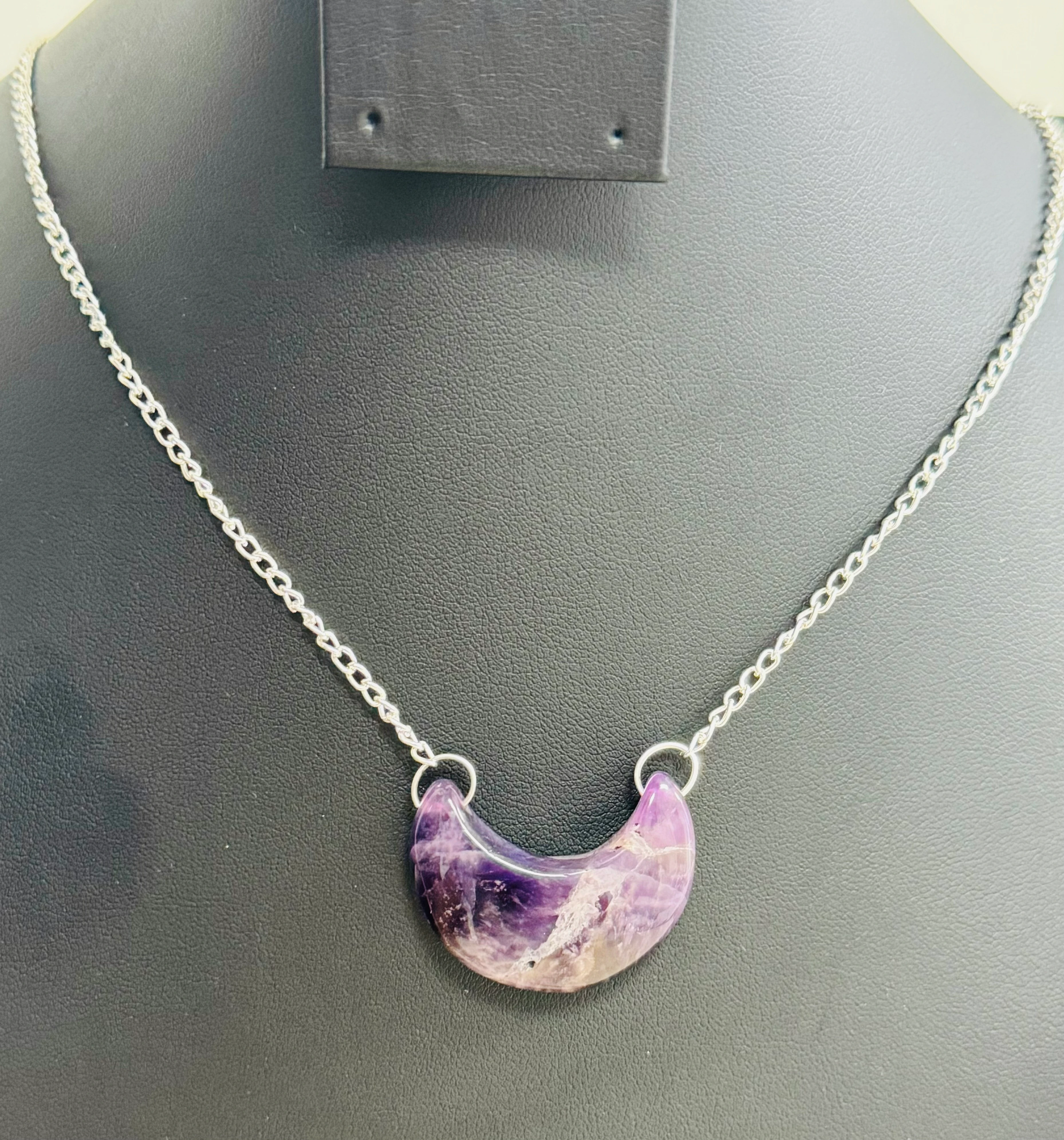 Crescent Moon Amethyst pendant with Chain