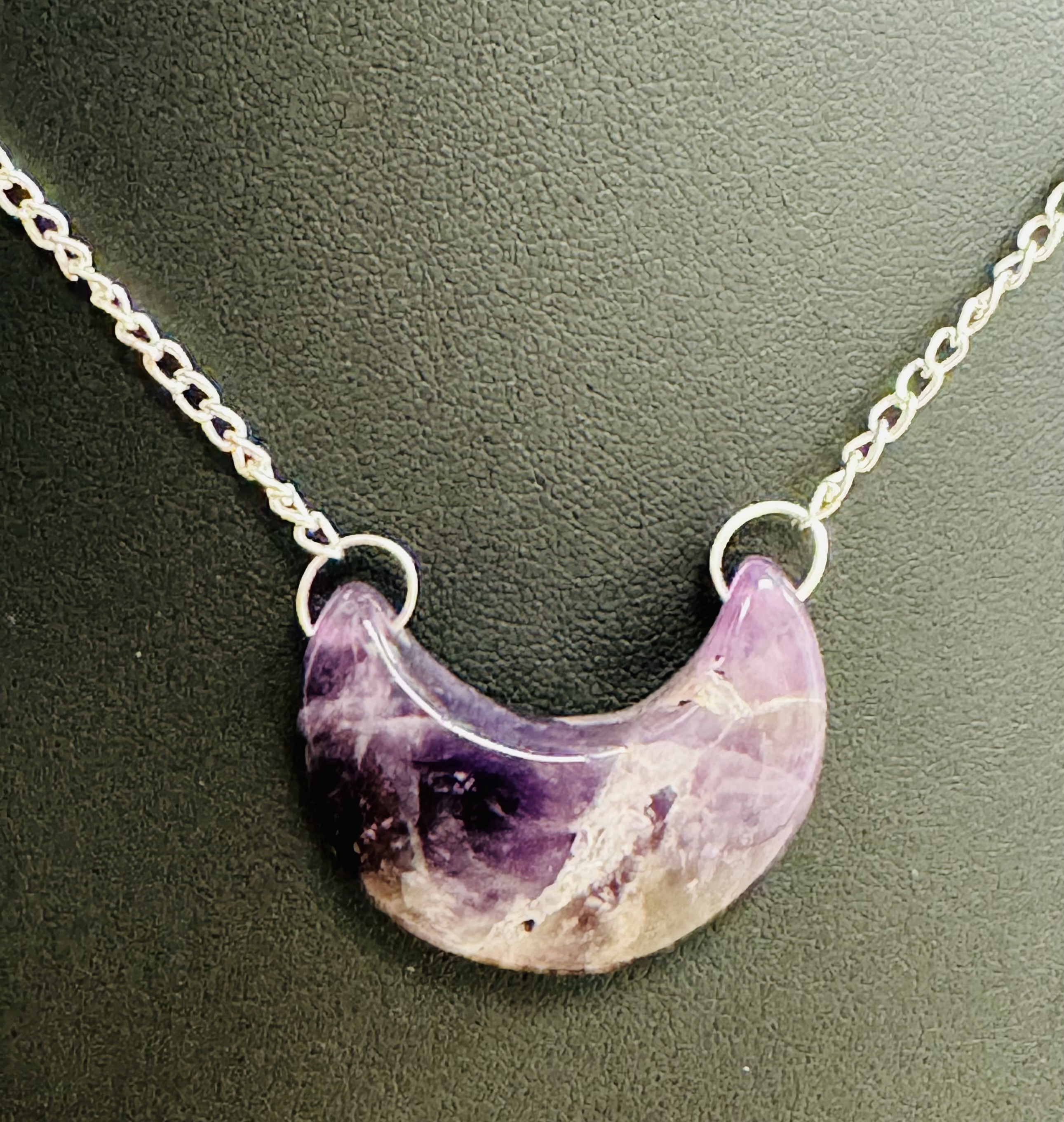 Crescent Moon Amethyst pendant with Chain