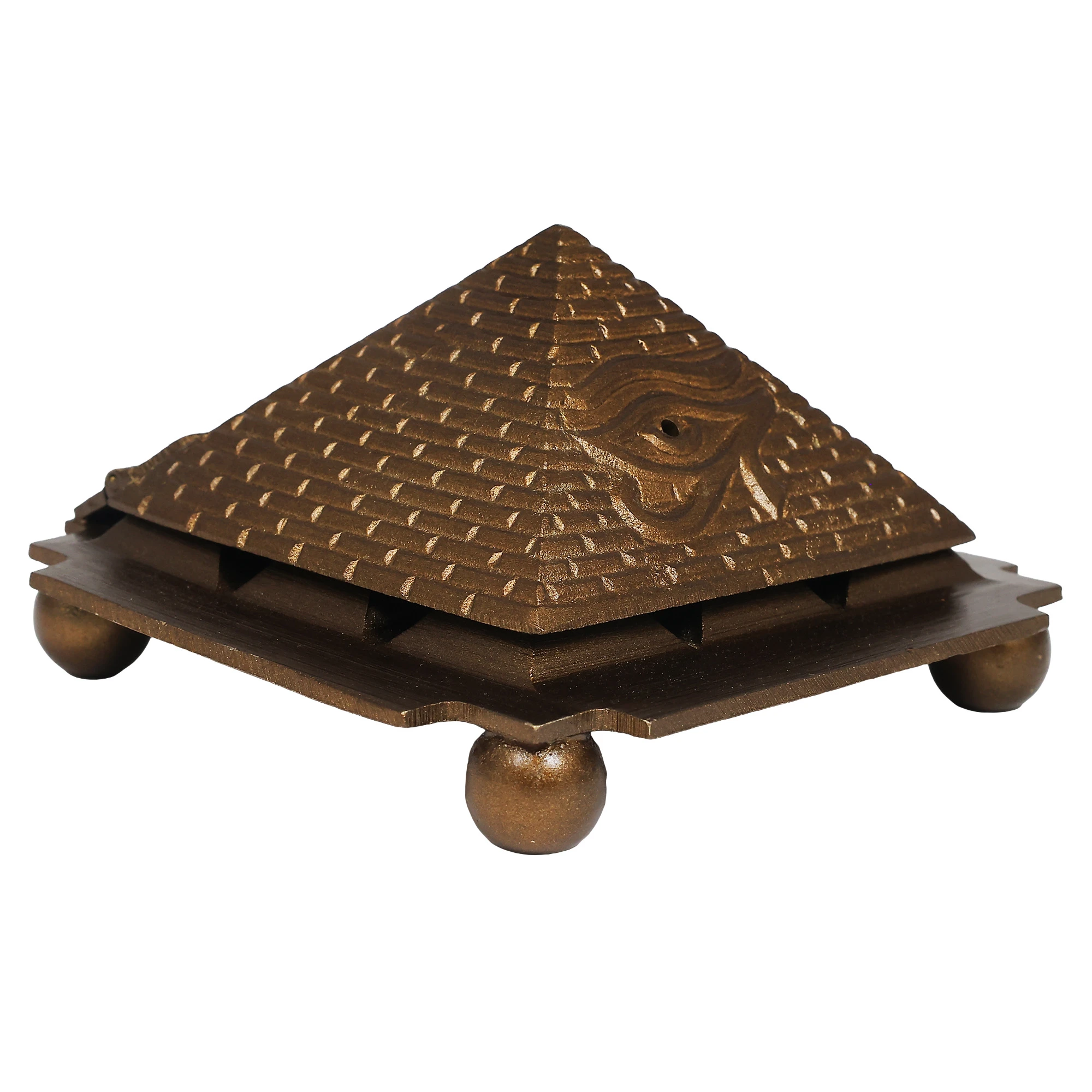 Egyptian Brass pyramid Incense/ Cone burner 4"