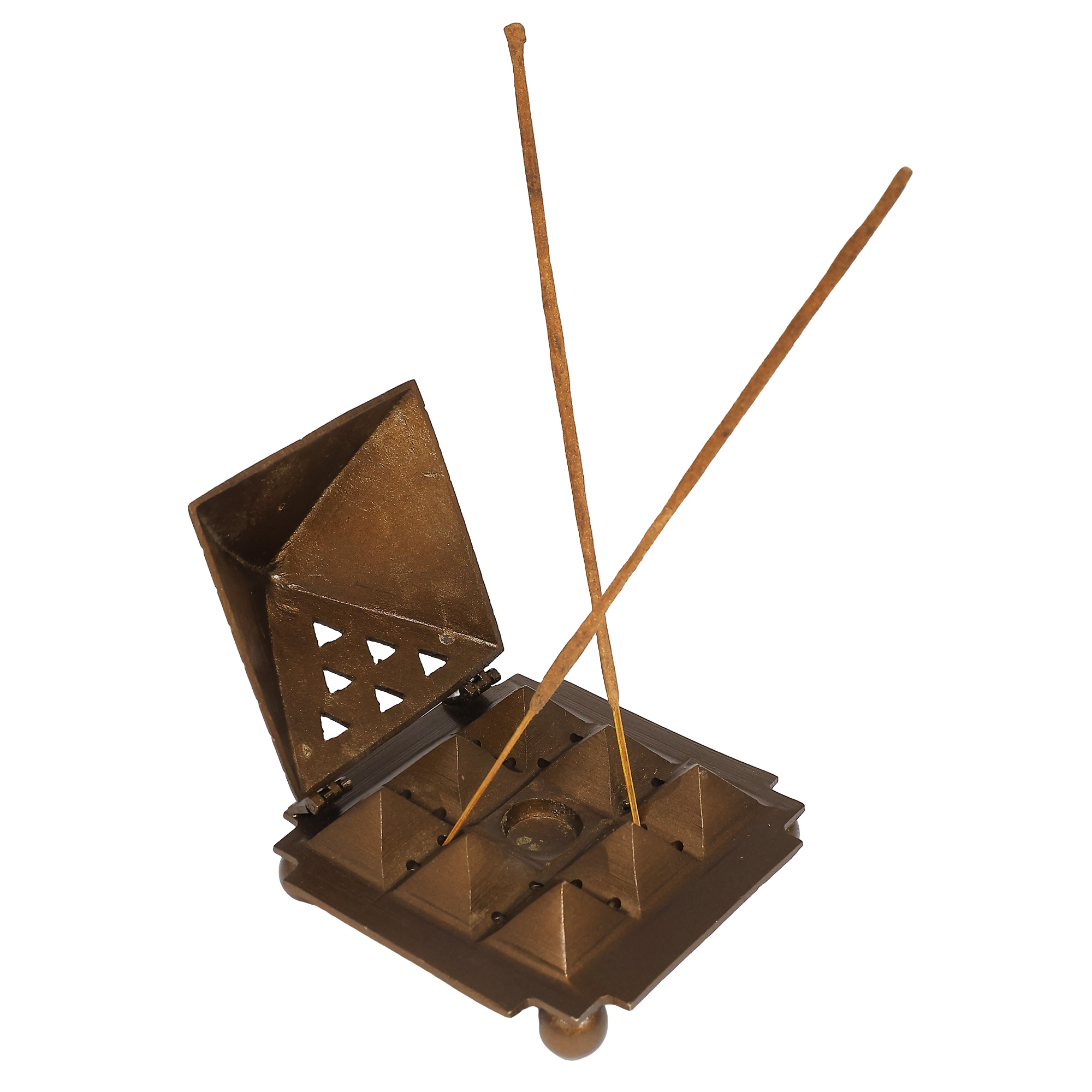 Egyptian Brass pyramid Incense/ Cone burner 4"