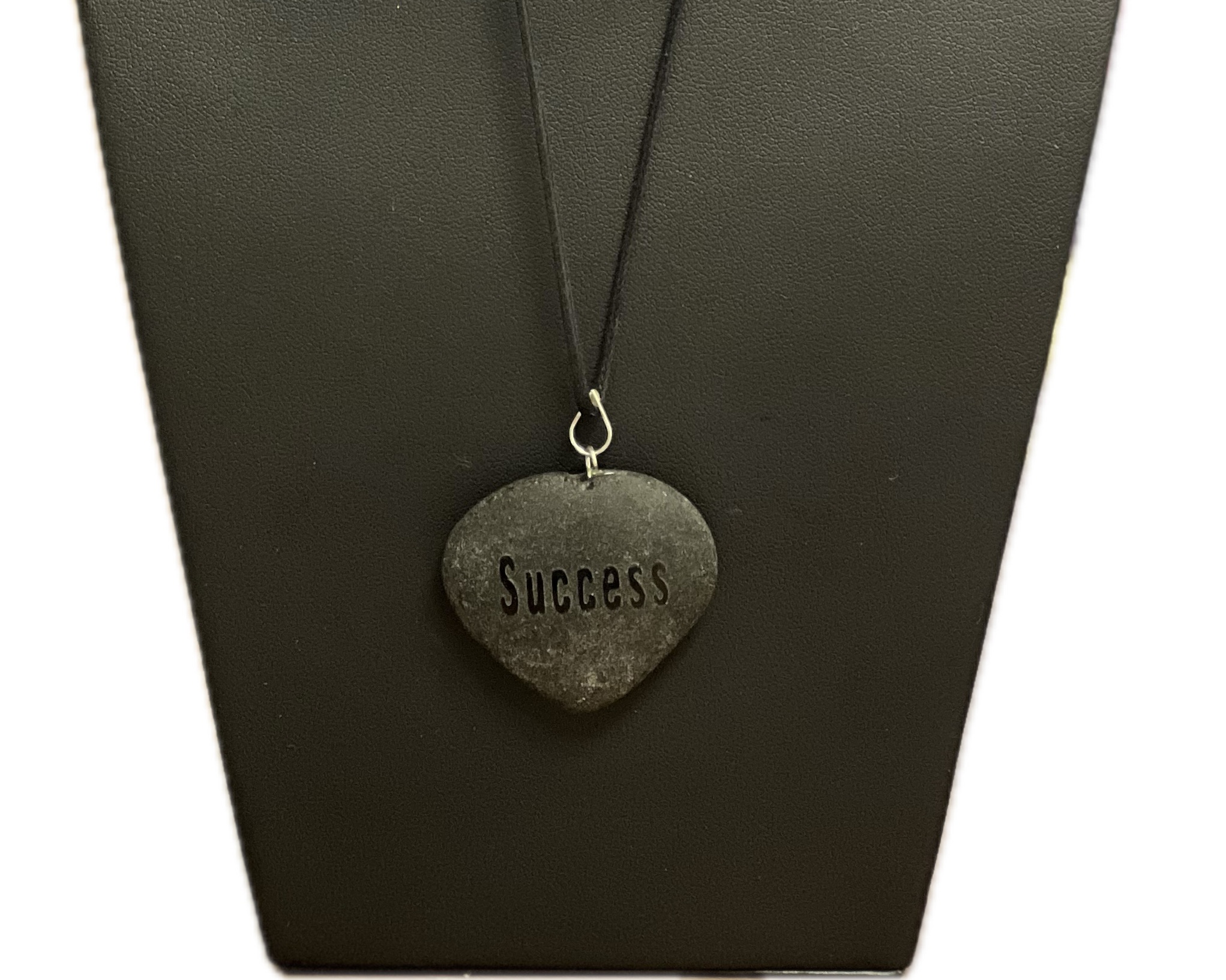 Heart shaped pendants w/ Affirmations Black Obsidian Crystal 1"