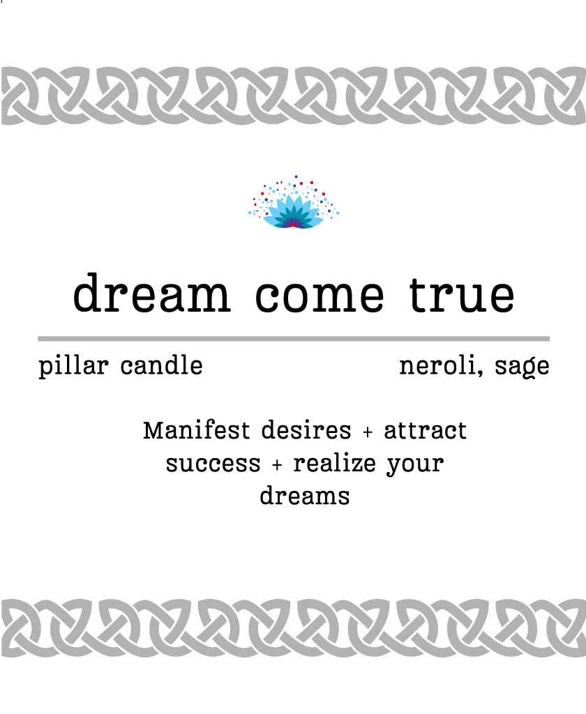 Manifestation Pillar Candle Dream come true 7"x1.5"