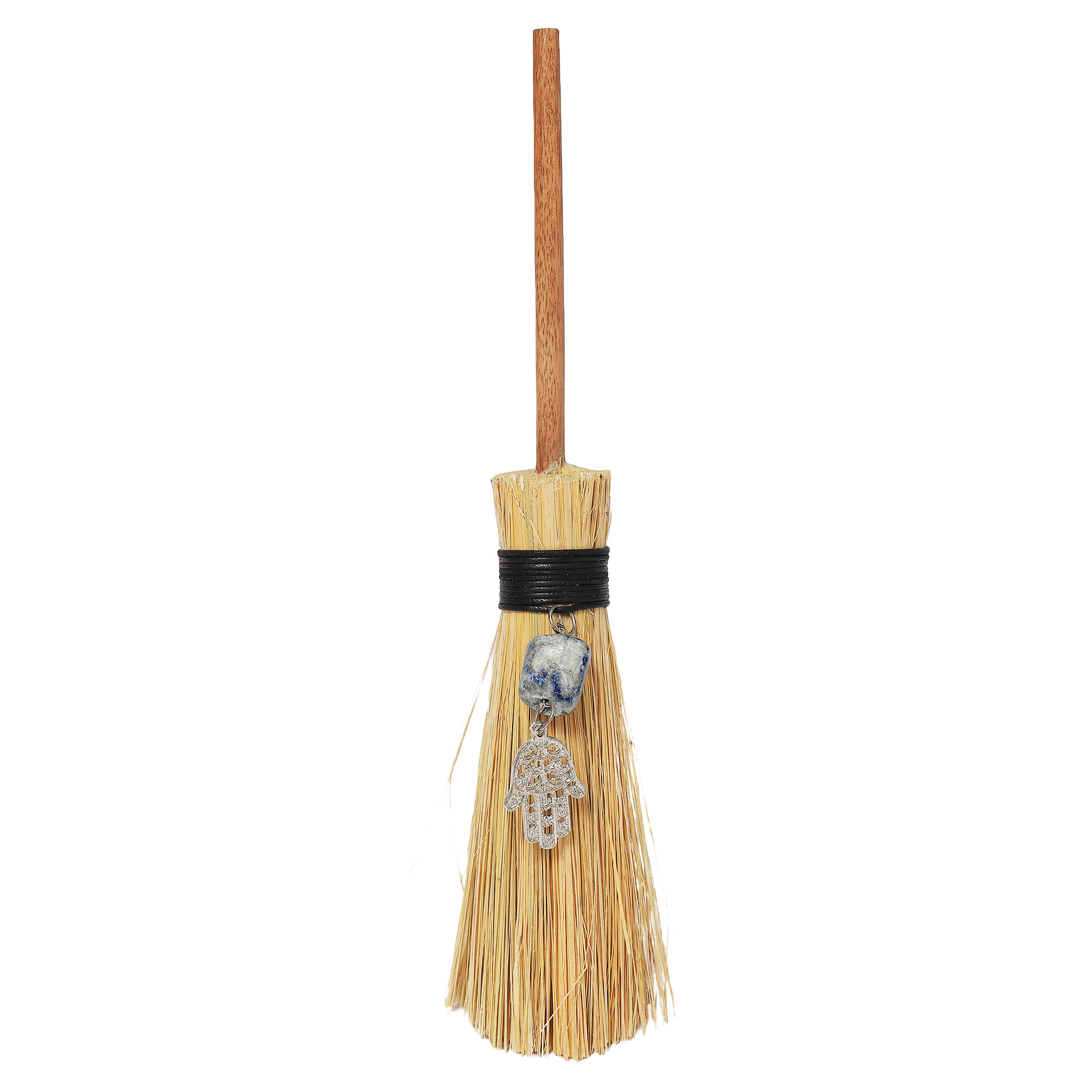 Ritual Altar Broom Lapis Lazuli w/ Hand of Fatima 9" VD Importers Inc.