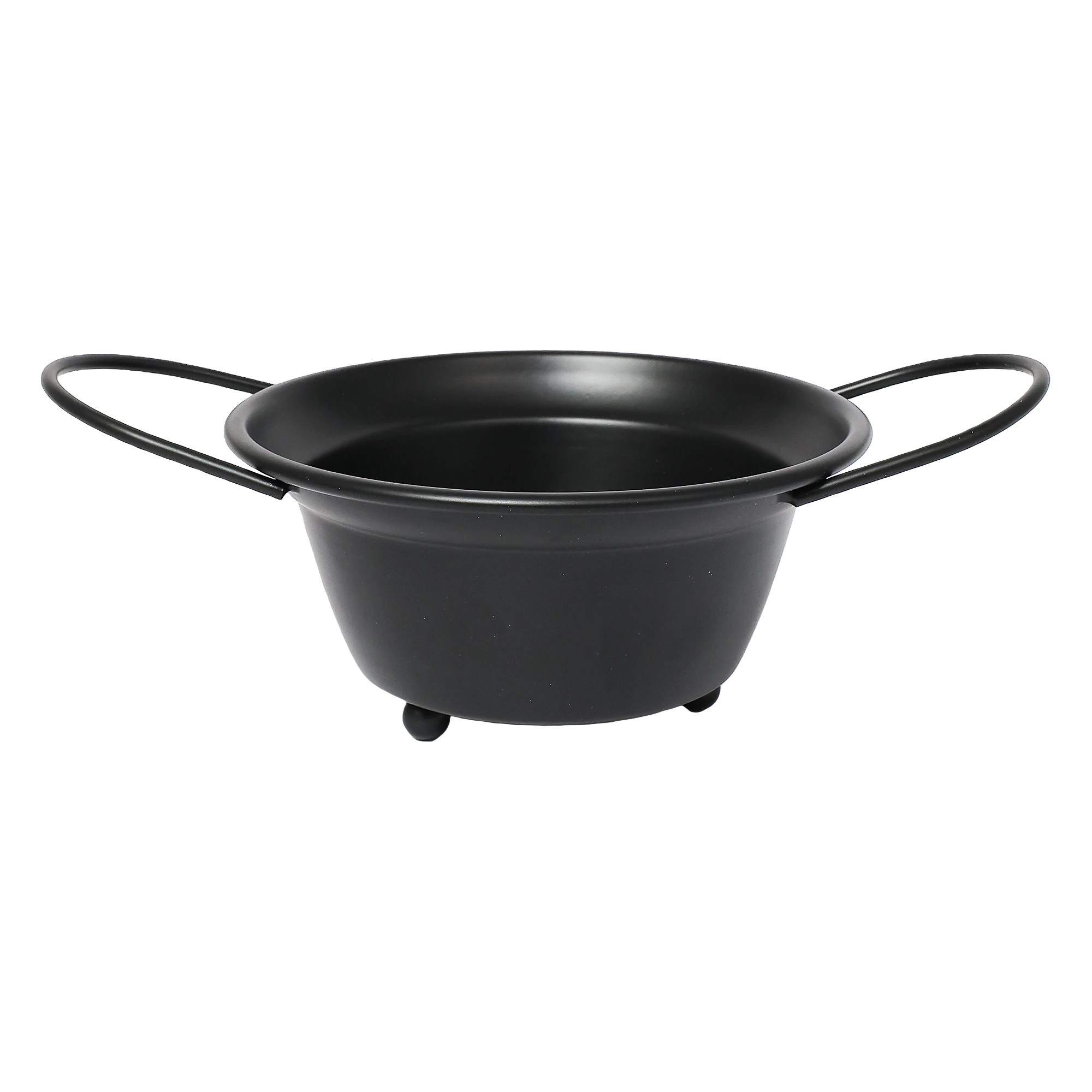 Metal Cauldron w/ handles Black Plain 8"