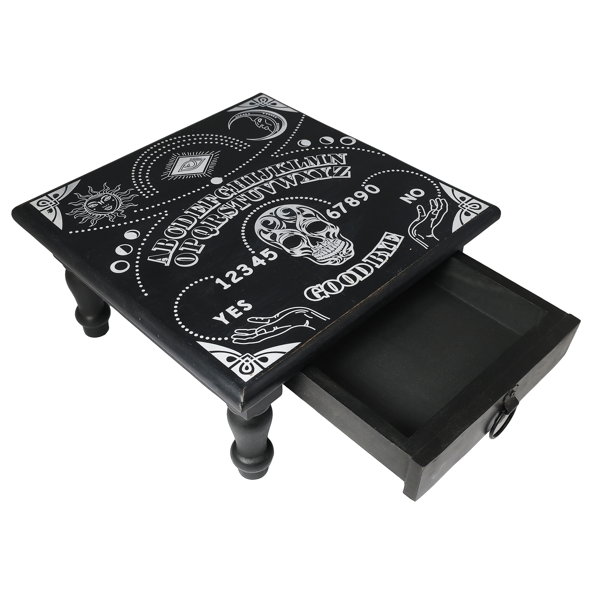 Wood Pendulum Dowsing table with drawer, Laser engraved 12" Ouija Board