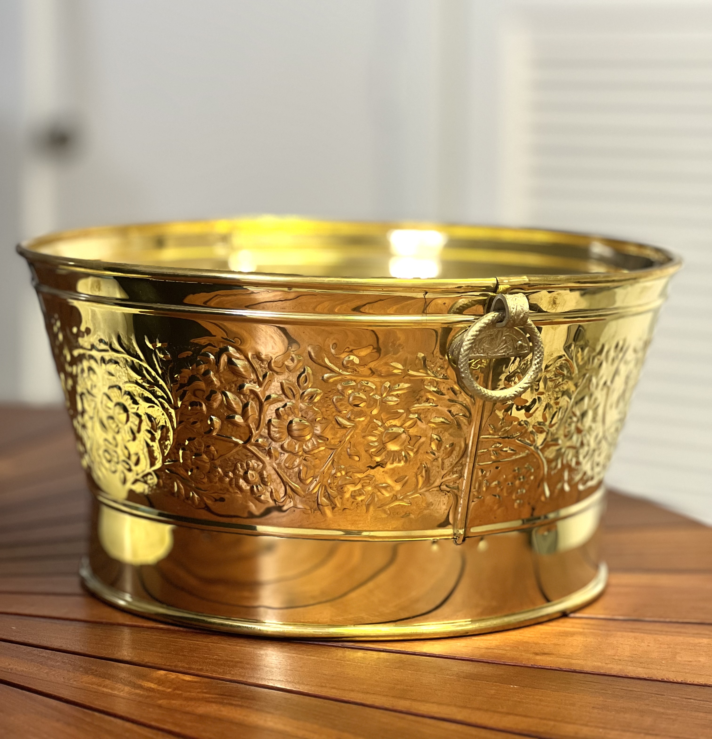 Decorative Brass Bucket with handles Round 16"