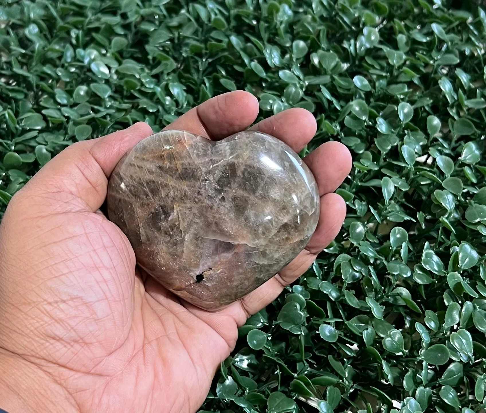 Black Moonstone Crystal Heart 2-3"
