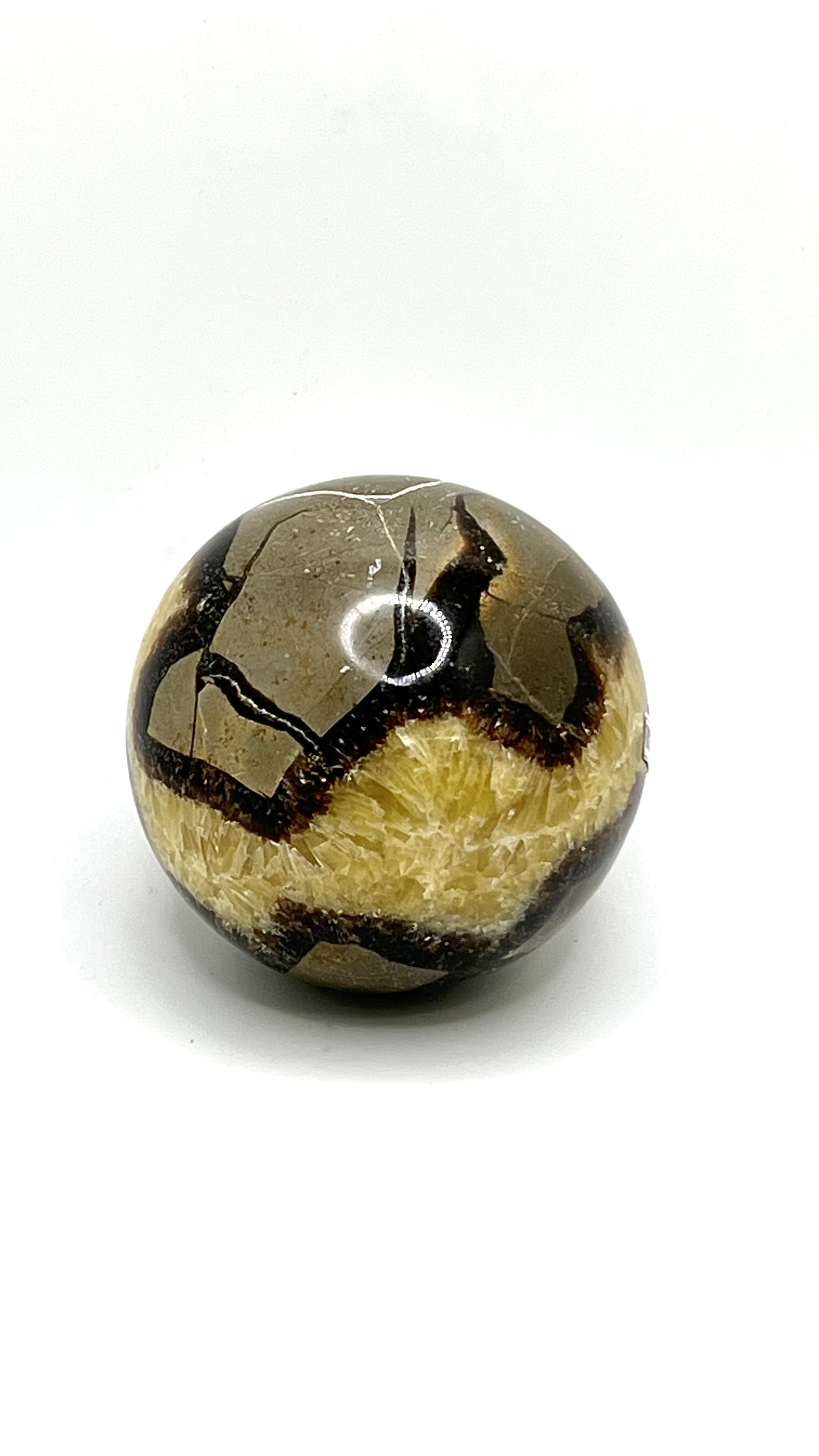 Yellow Septarian Crystal Sphere 70-80mm