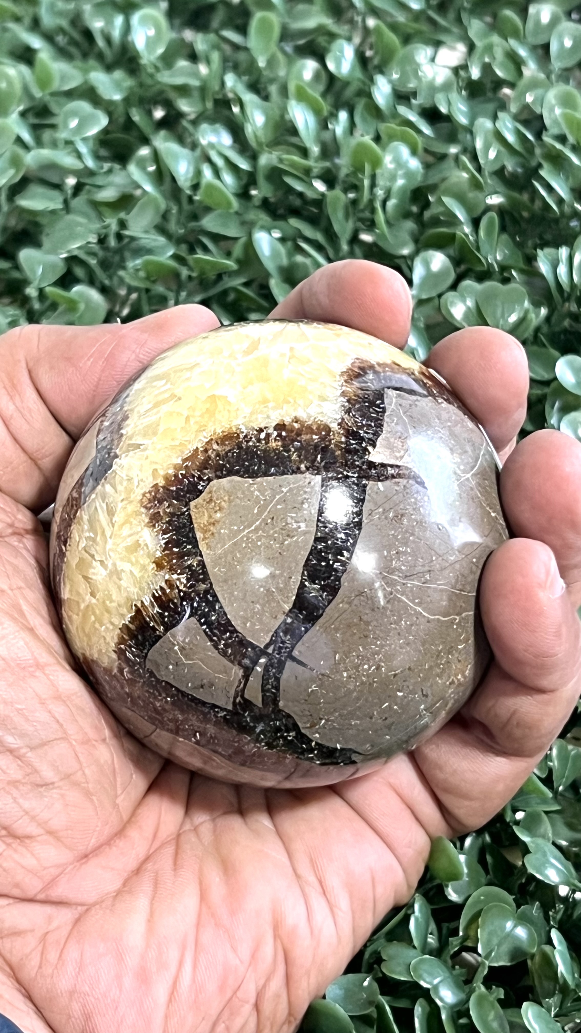 Yellow Septarian Crystal Sphere 50-60mm