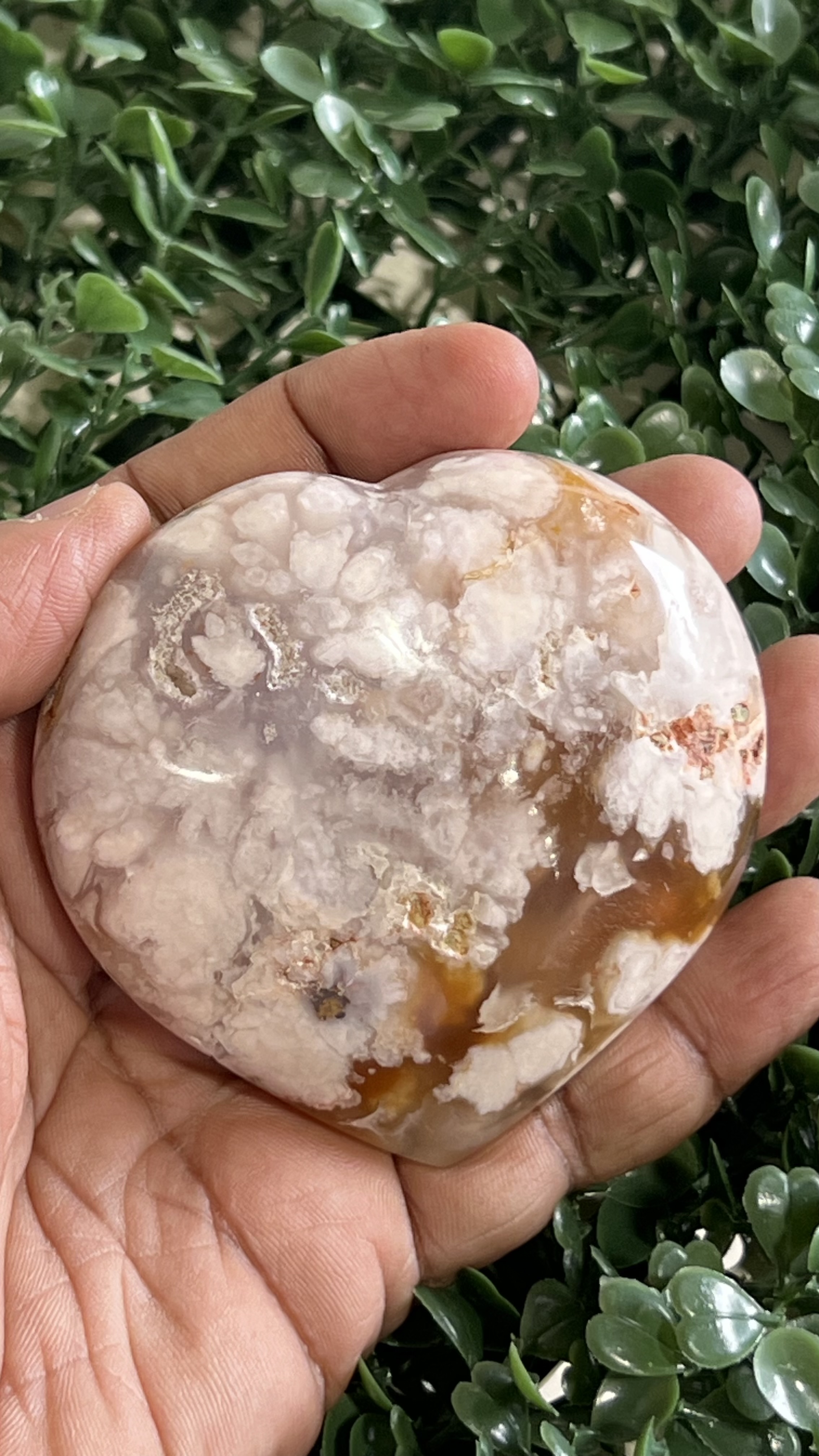 Cherry Blossom Agate Heart 2-3"