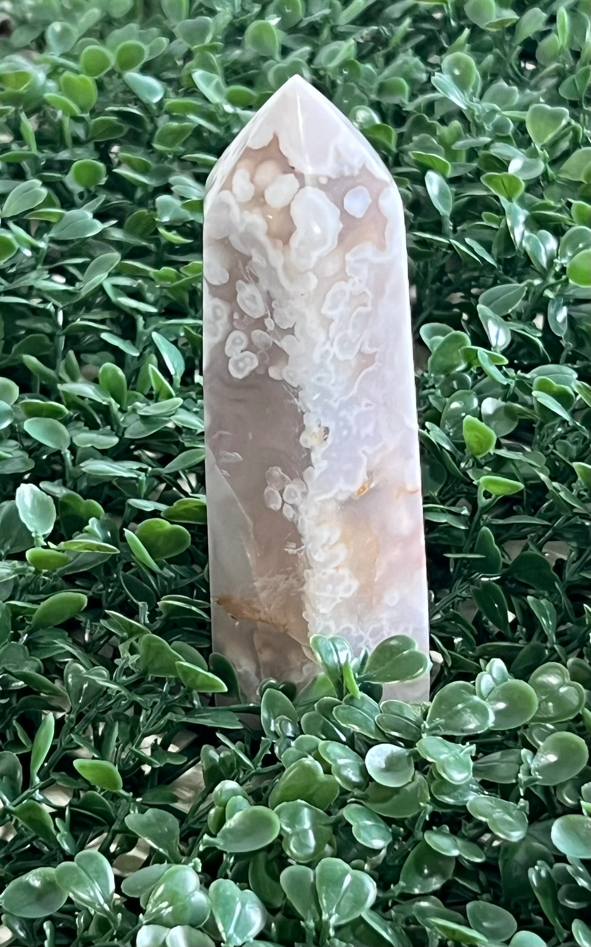 Cherry Blossom Agate Crystal Tower 5-7"