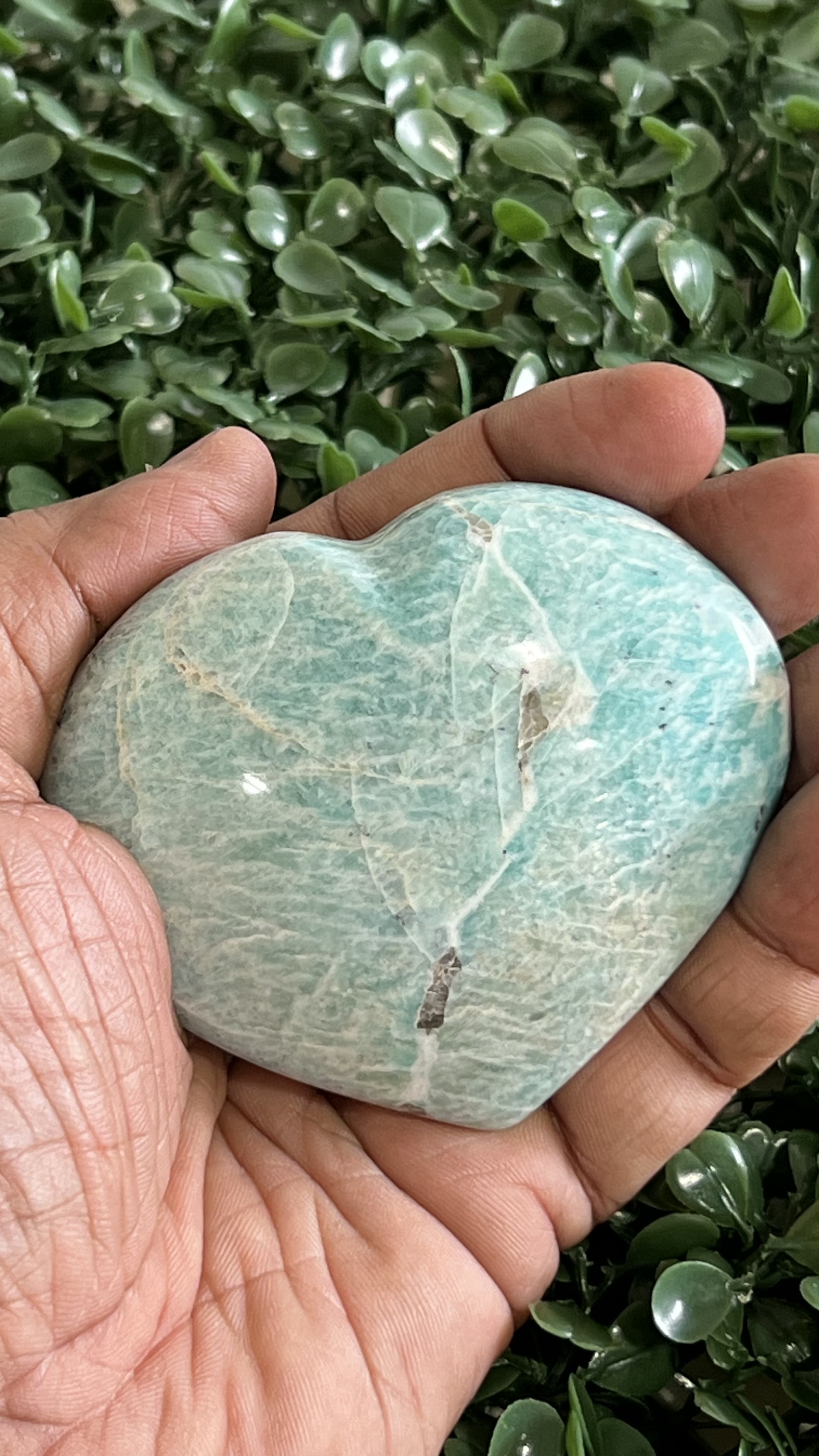 Amazonite Crystal Heart 2-3"