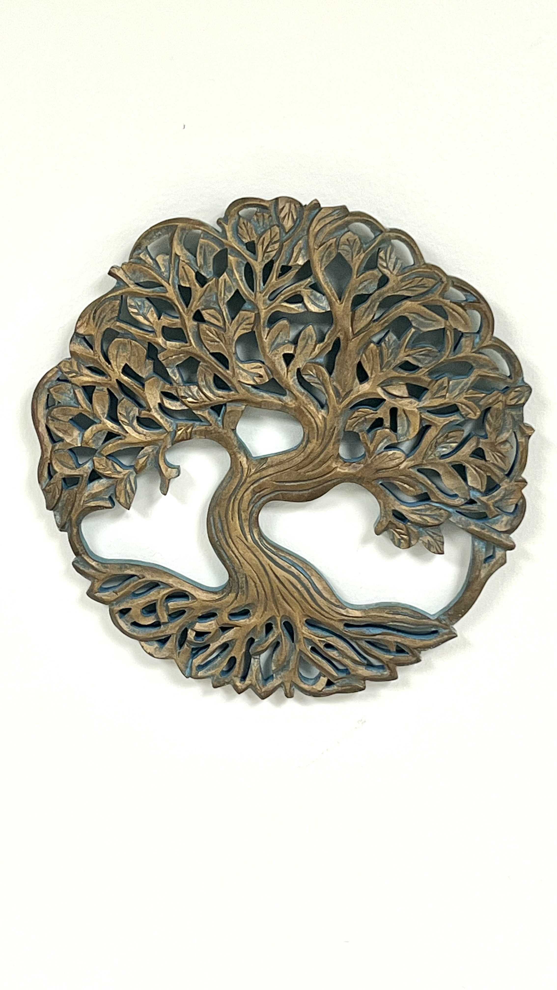 Wood Tree Of Life Wall Hanging Gold 12" New Arrivals VD Importers Inc.