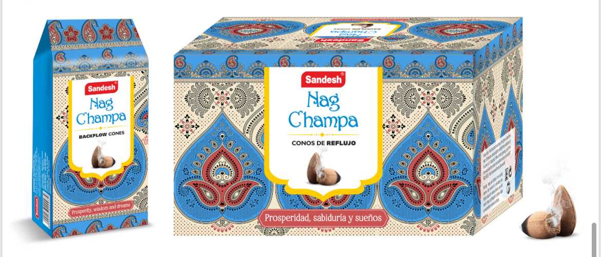 Sandesh Nag Champa Back Flow cones(pack of 12) New Arrivals VD Importers Inc.