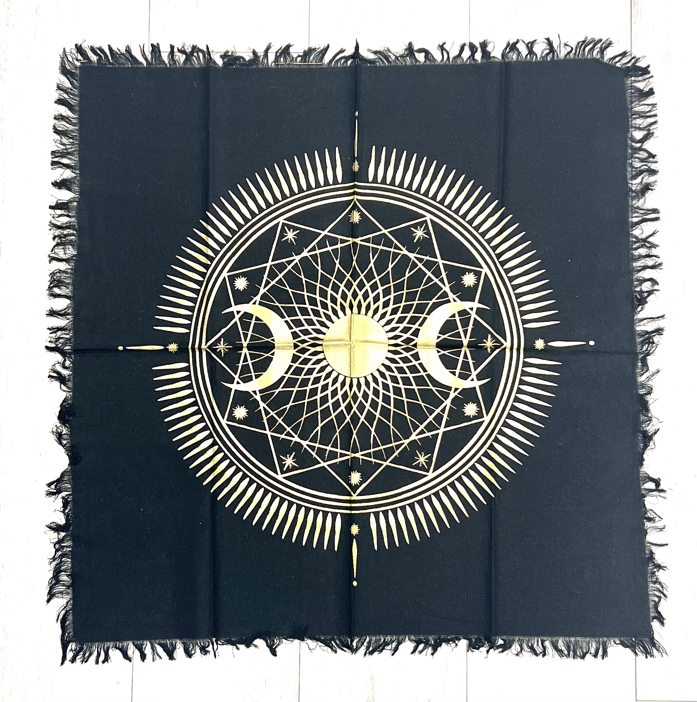 Sacred Altar Cloth Triple Moon Gold