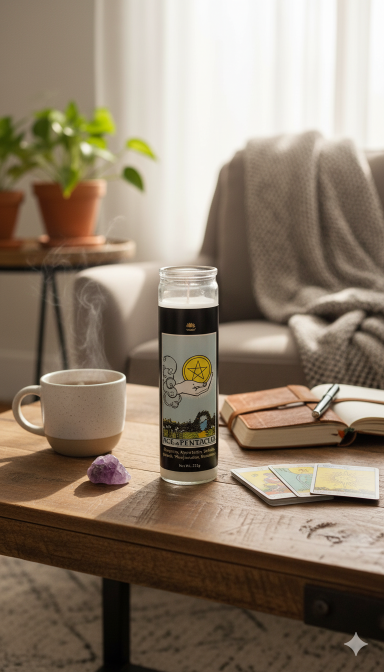 Ace of Pentacles Tarot candle