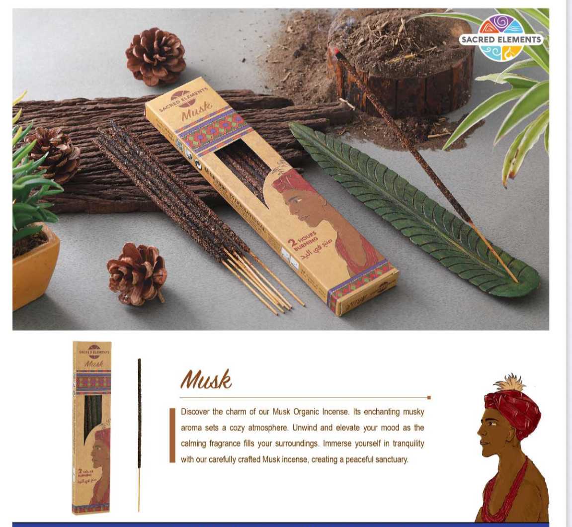 Hem Sacred Elements Masala Musk ORGANIC Series (Pack of 12) New Arrivals VD Importers Inc.