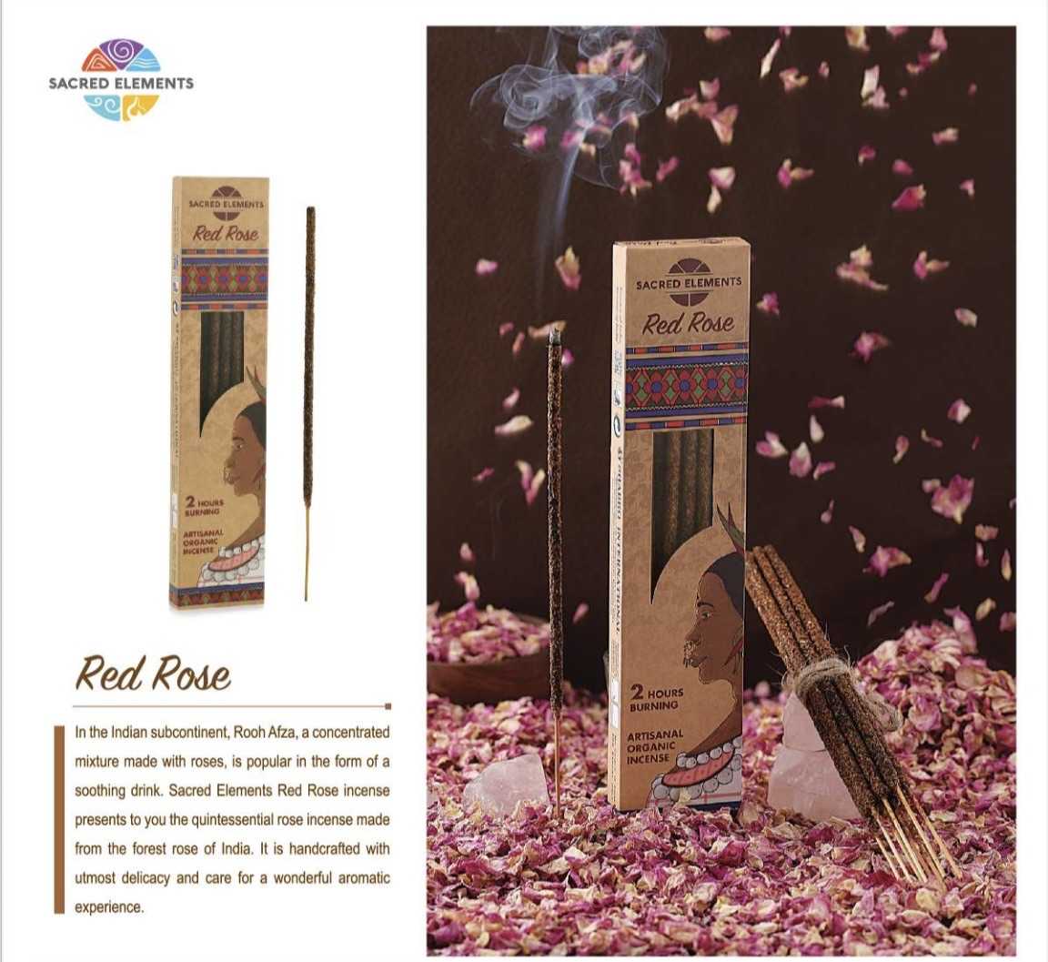 Hem Sacred Elements Masala Red Rose ORGANIC Series (Pack of 12) New Arrivals VD Importers Inc.
