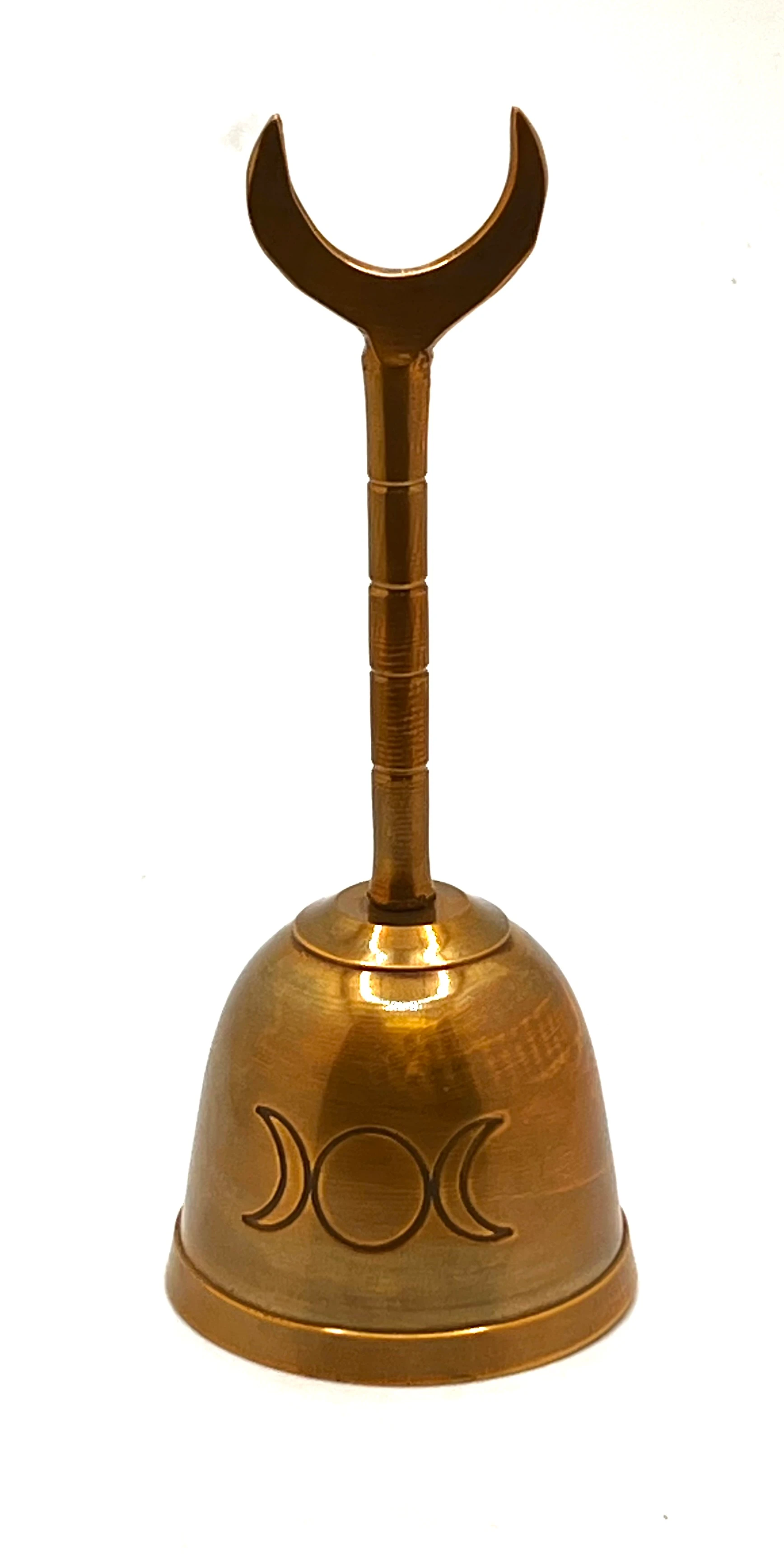 Brass Bell 5" (Crescent Moon) w/ triple Moon symbol