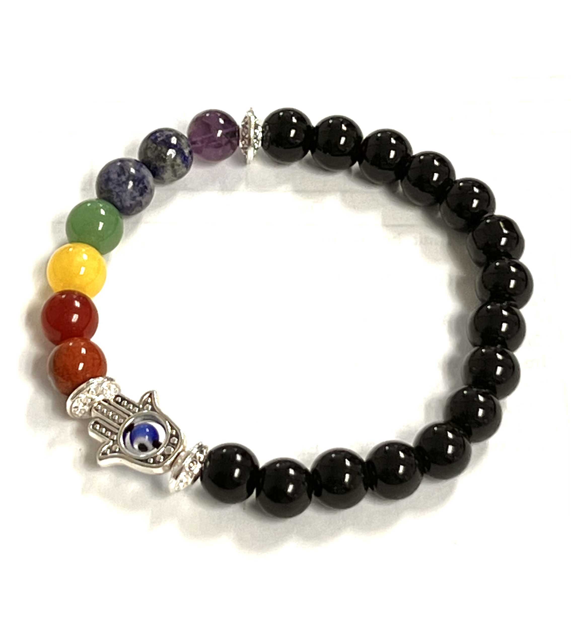 Black Obsidian with 7 chakra & hamsa #139 New Arrivals VD Importers Inc.