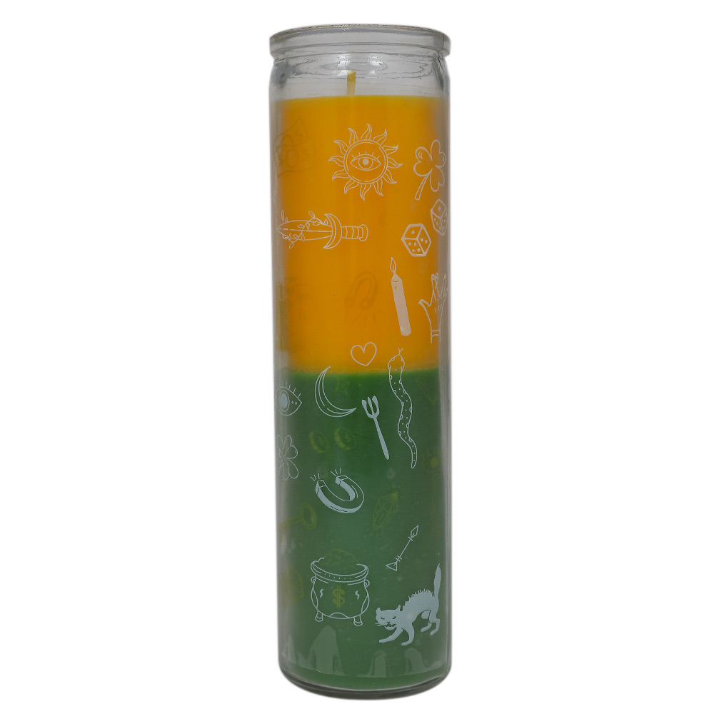 Double Action Reversible Prayer Candle - Yellow Green