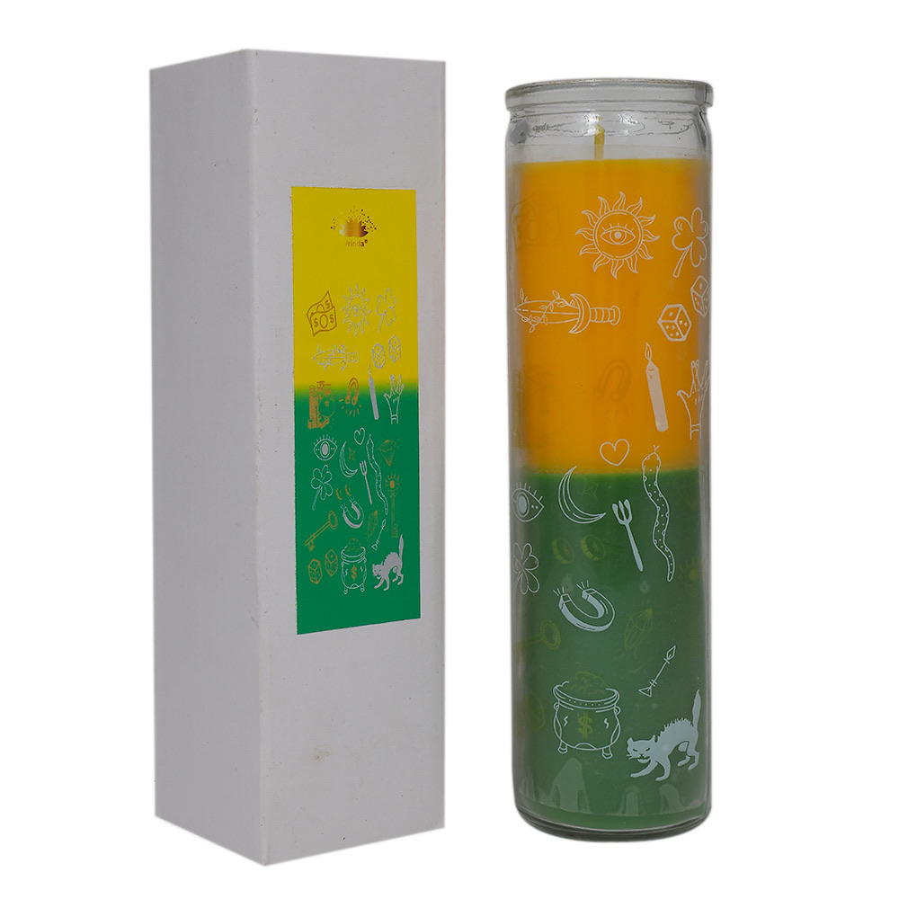Double Action Reversible Prayer Candle - Yellow Green