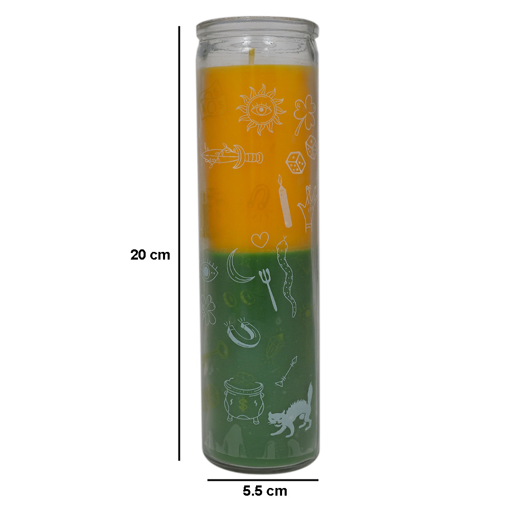 Double Action Reversible Prayer Candle - Yellow Green