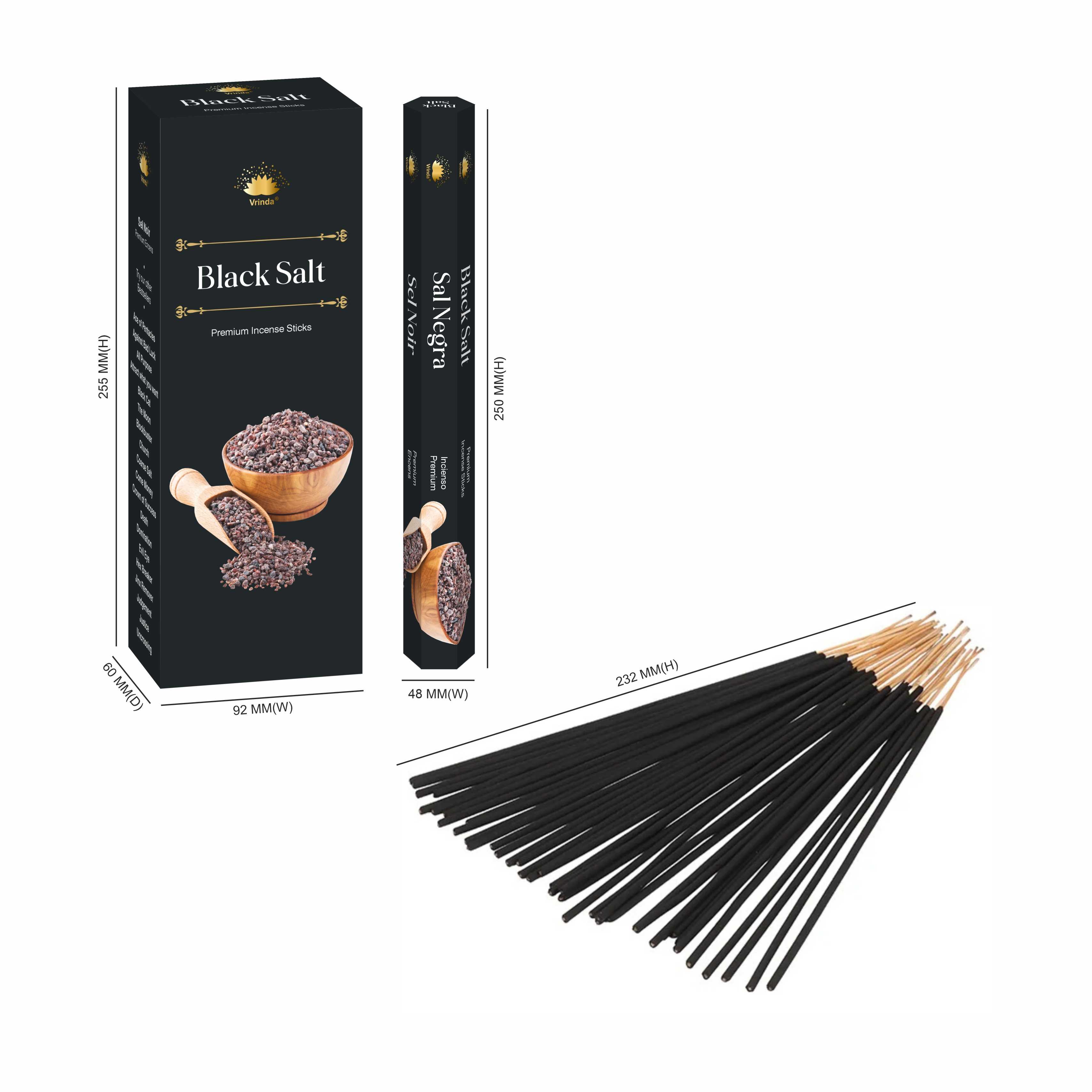 Black Salt hexa incense sticks (pack of 6)