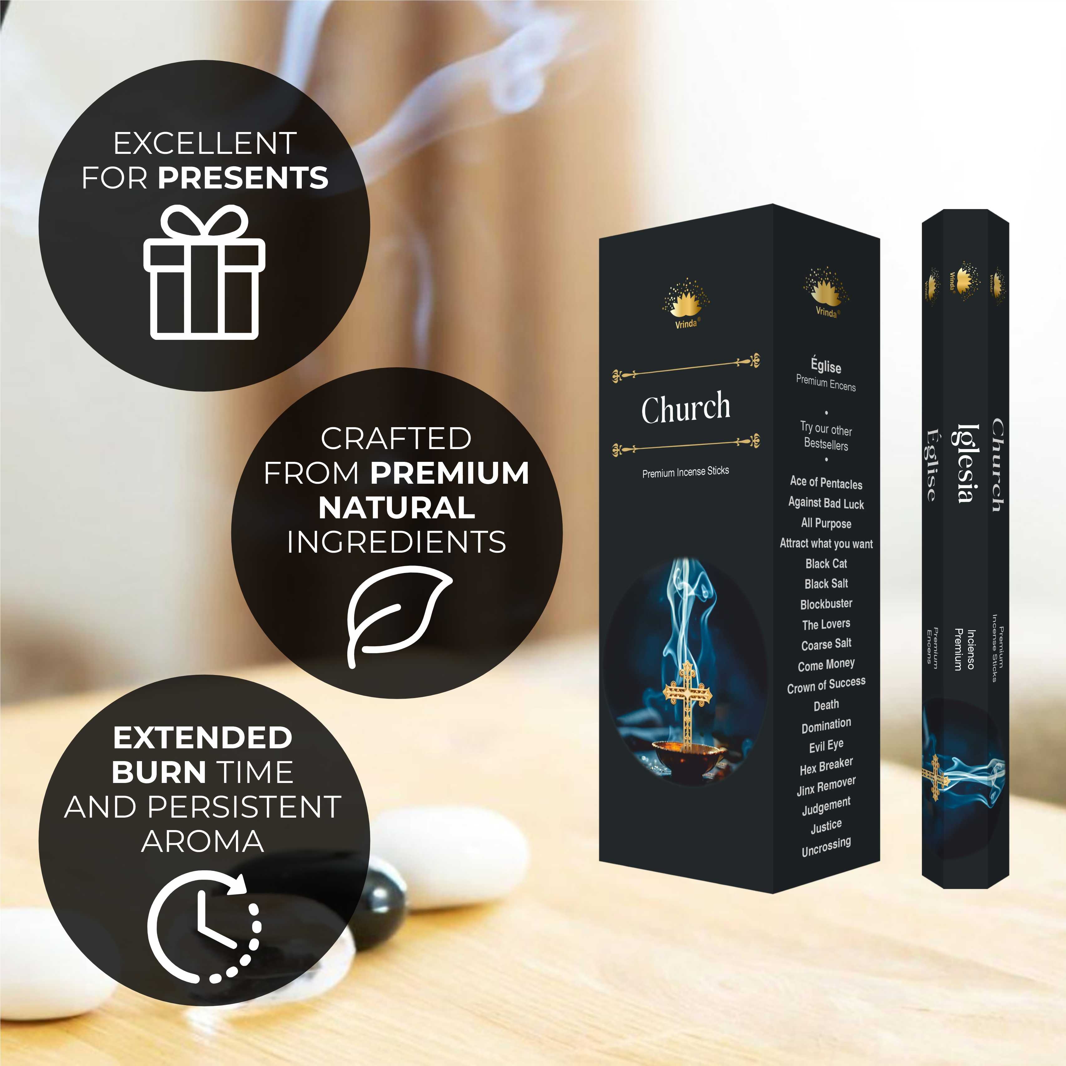 Church hexa incense sticks (pack of 6) Vrinda ® Exclusive Incense VD Importers Inc.