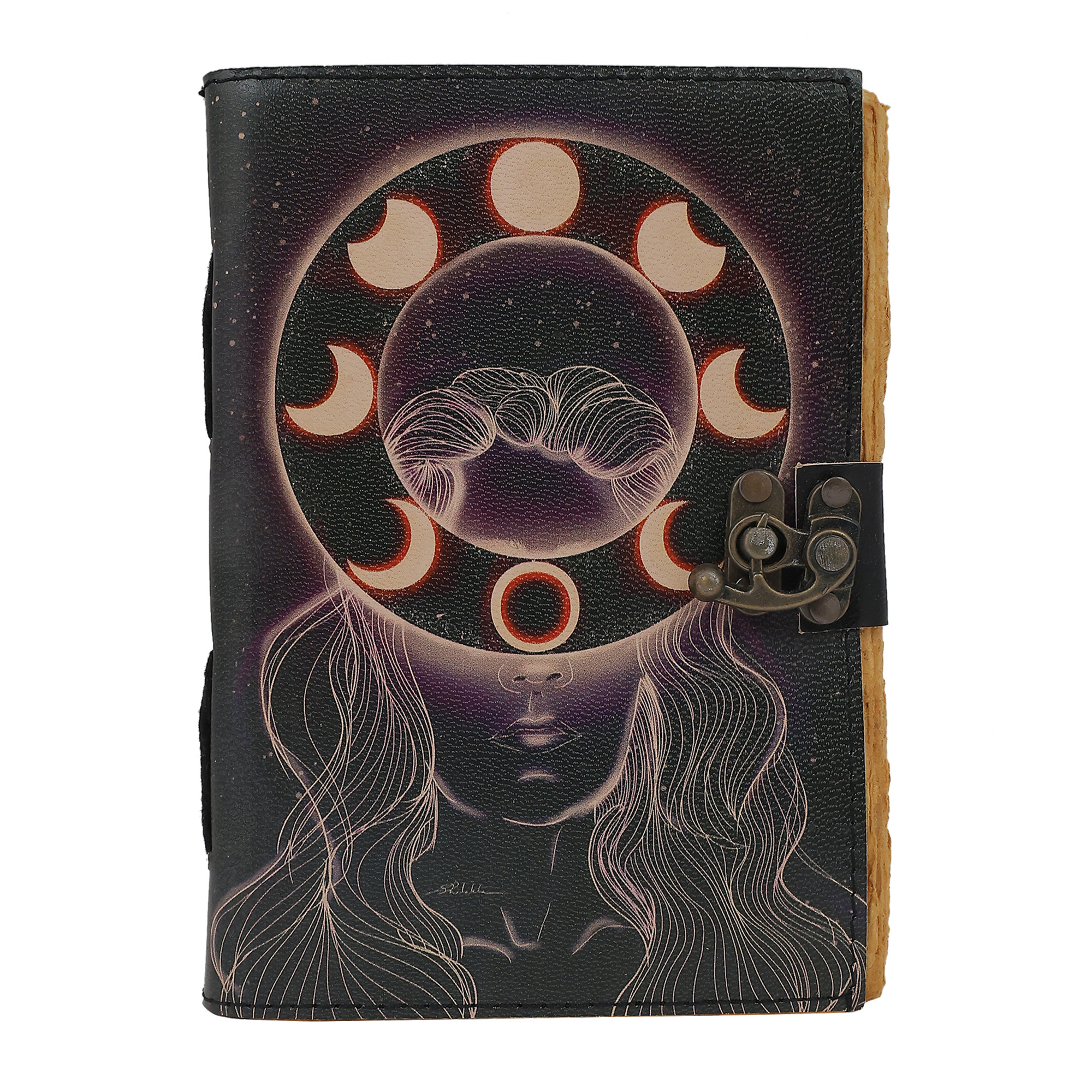 Paper Journal Deckle Paper Goddess Phases of Moon, approx. 5"x7"