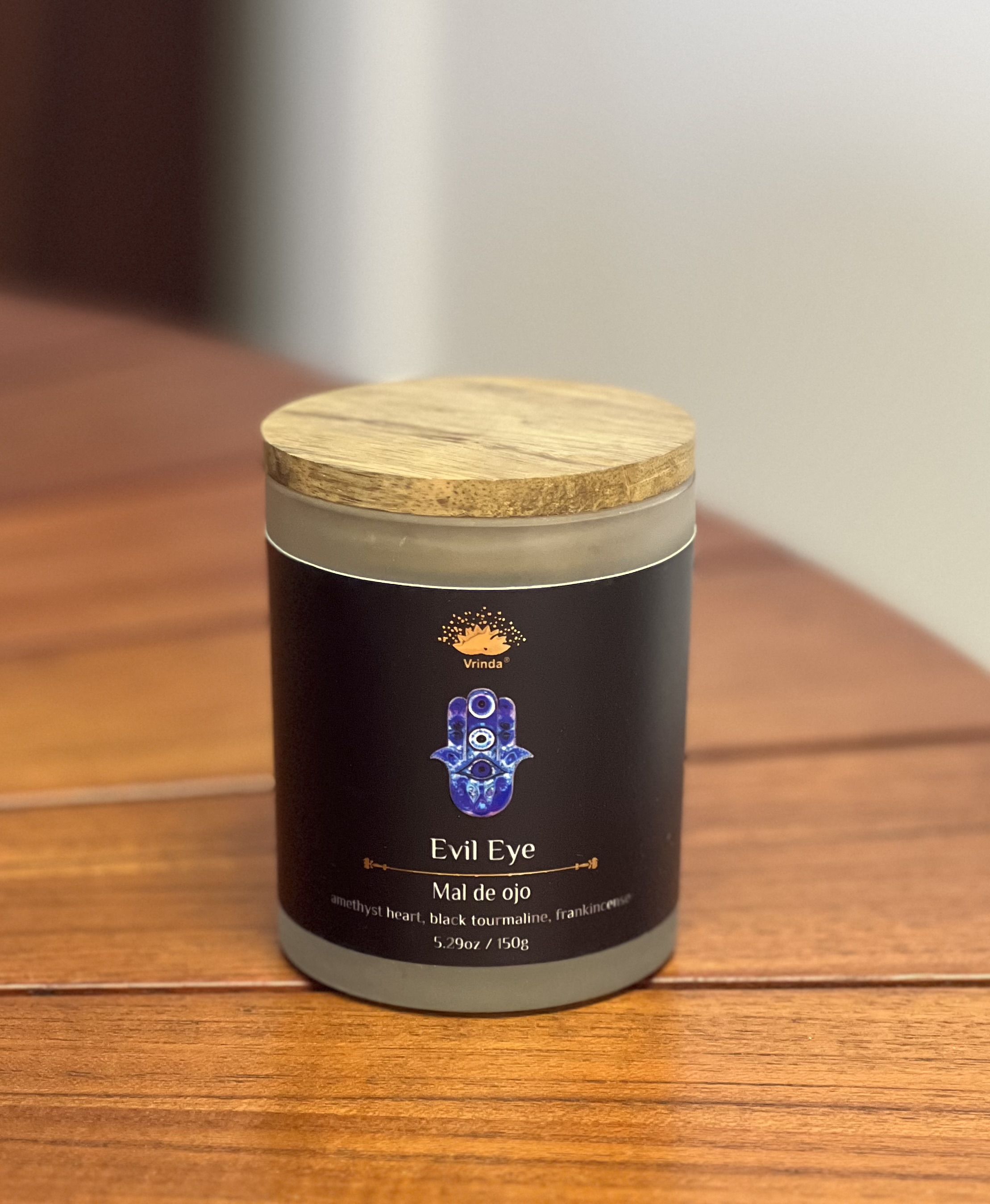 Evil Eye Scented glass candle with crystals, Soy Blend