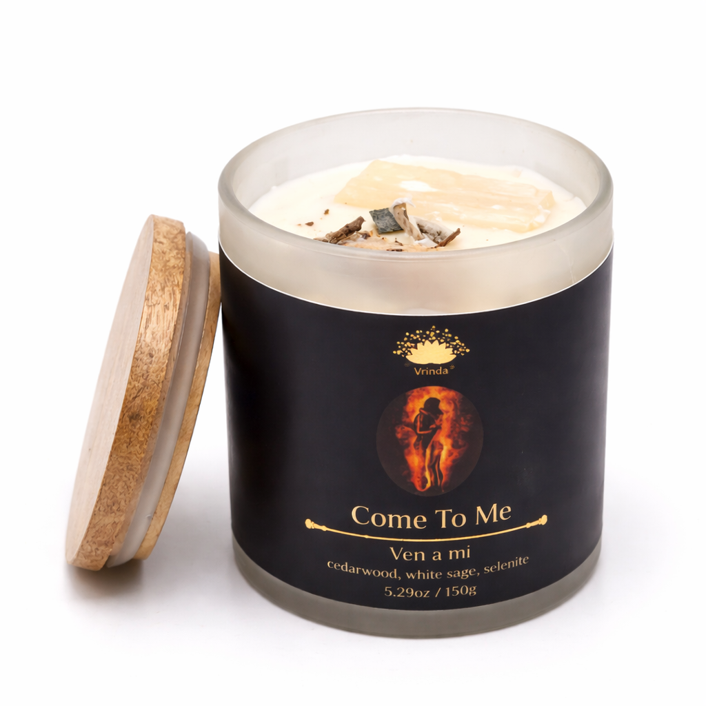 Come to Me Scented glass candle with crystals, Soy Blend (5.29oz)