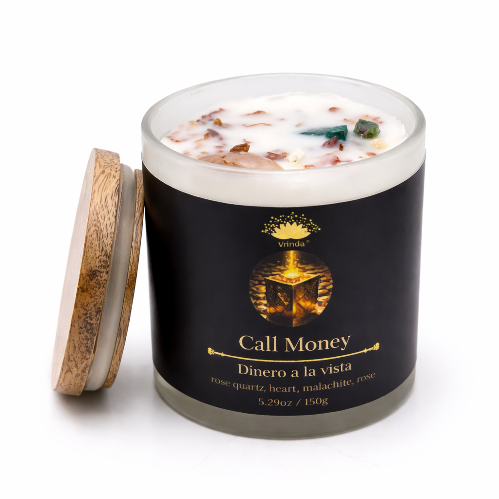 Call Money Scented glass candle with crystals, Soy Blend (5.29oz)