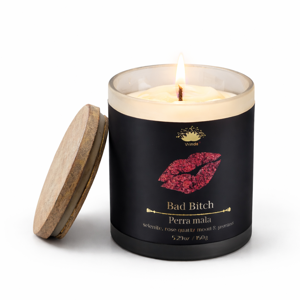 Bad Bitch Scented glass candle with crystals, Soy Blend (5.29oz)