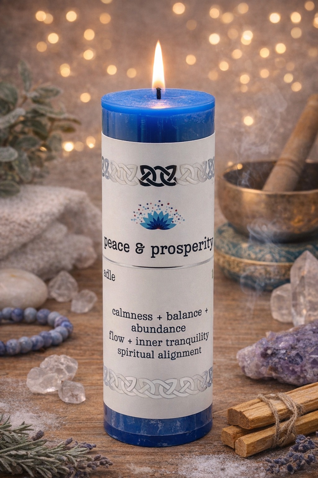 Intention Pillar Candle Peace & Prosperity 5"x1.5"