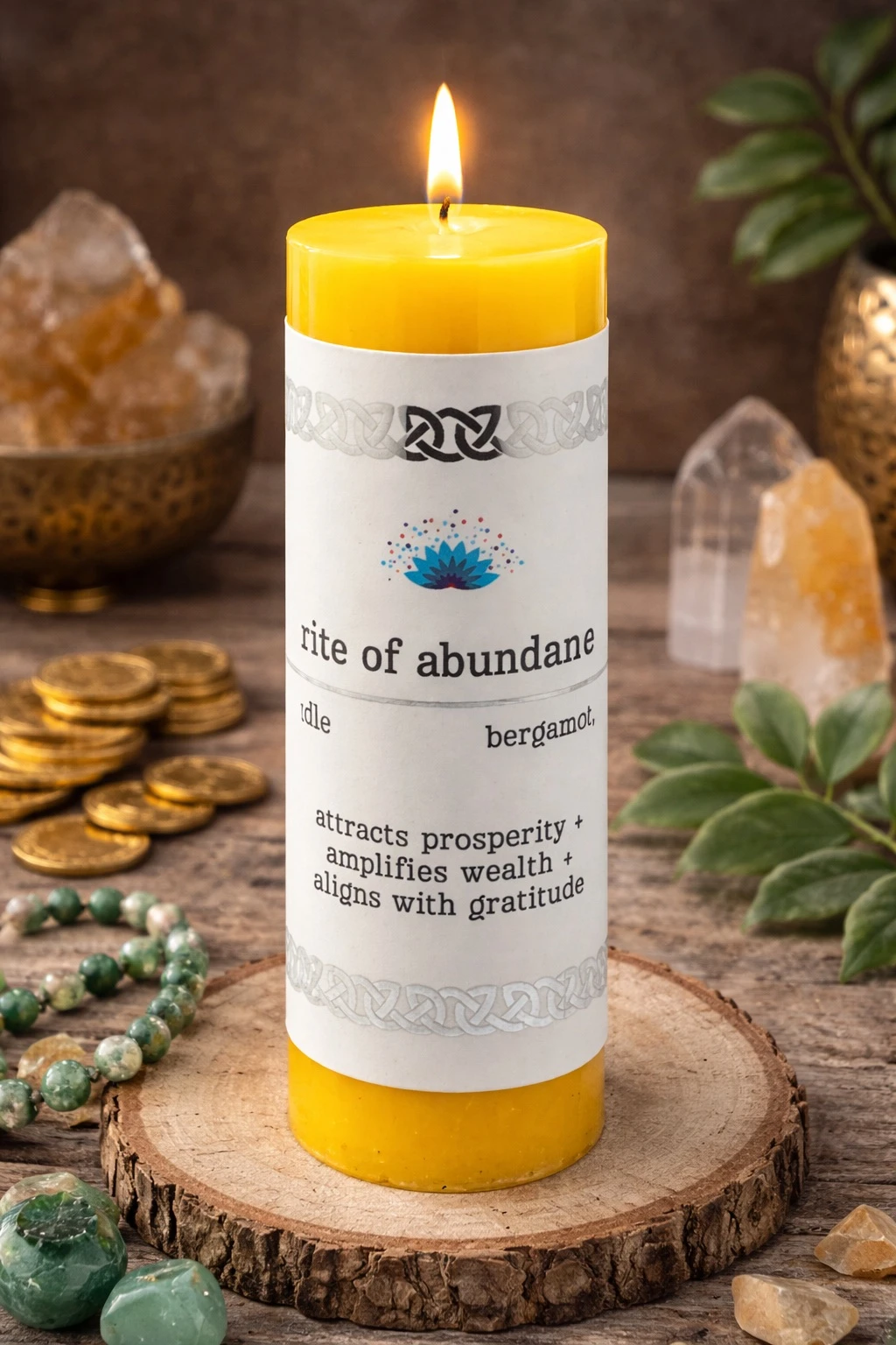 Intention Pillar Candle rite of abundance 5"x1.5"